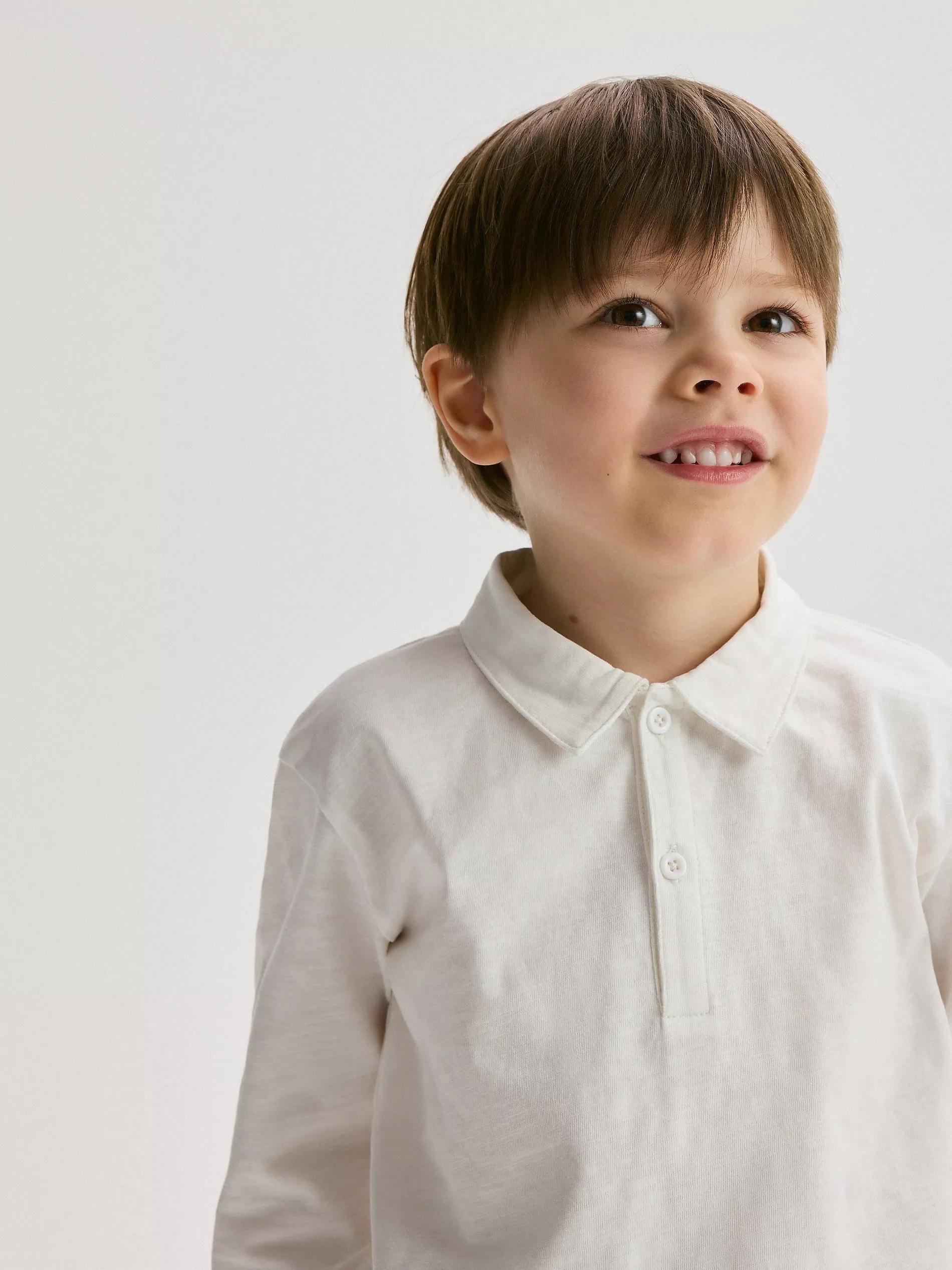 Cream Long-Sleeved Cotton T-Shirt, , large image number 4