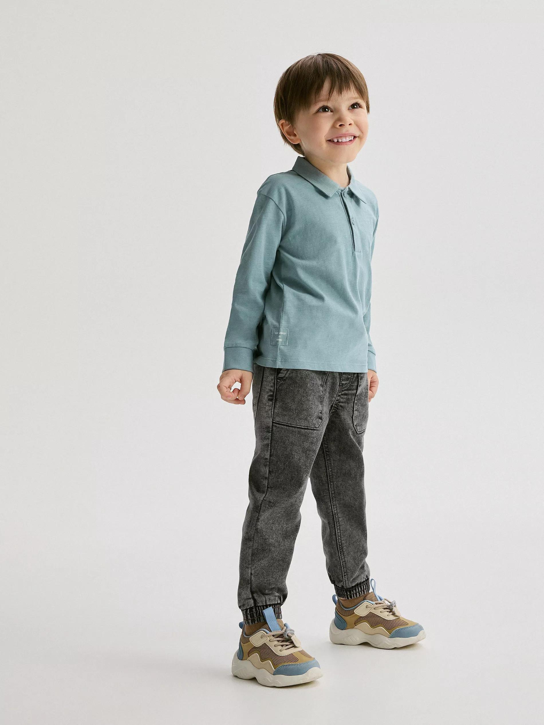 Blue Long-Sleeved Cotton T-Shirt, , large image number 3