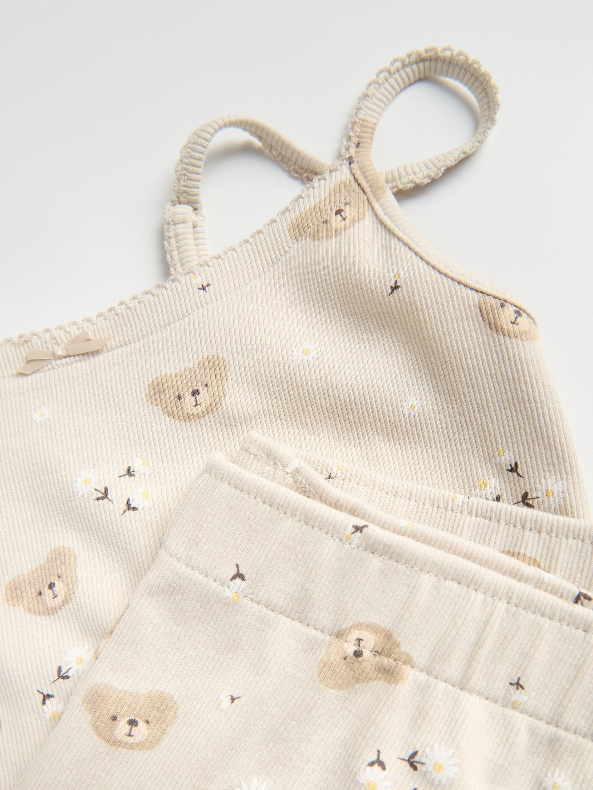 Beige Two Piece Cotton Blend Pyjama Set, Beige, large image number 5