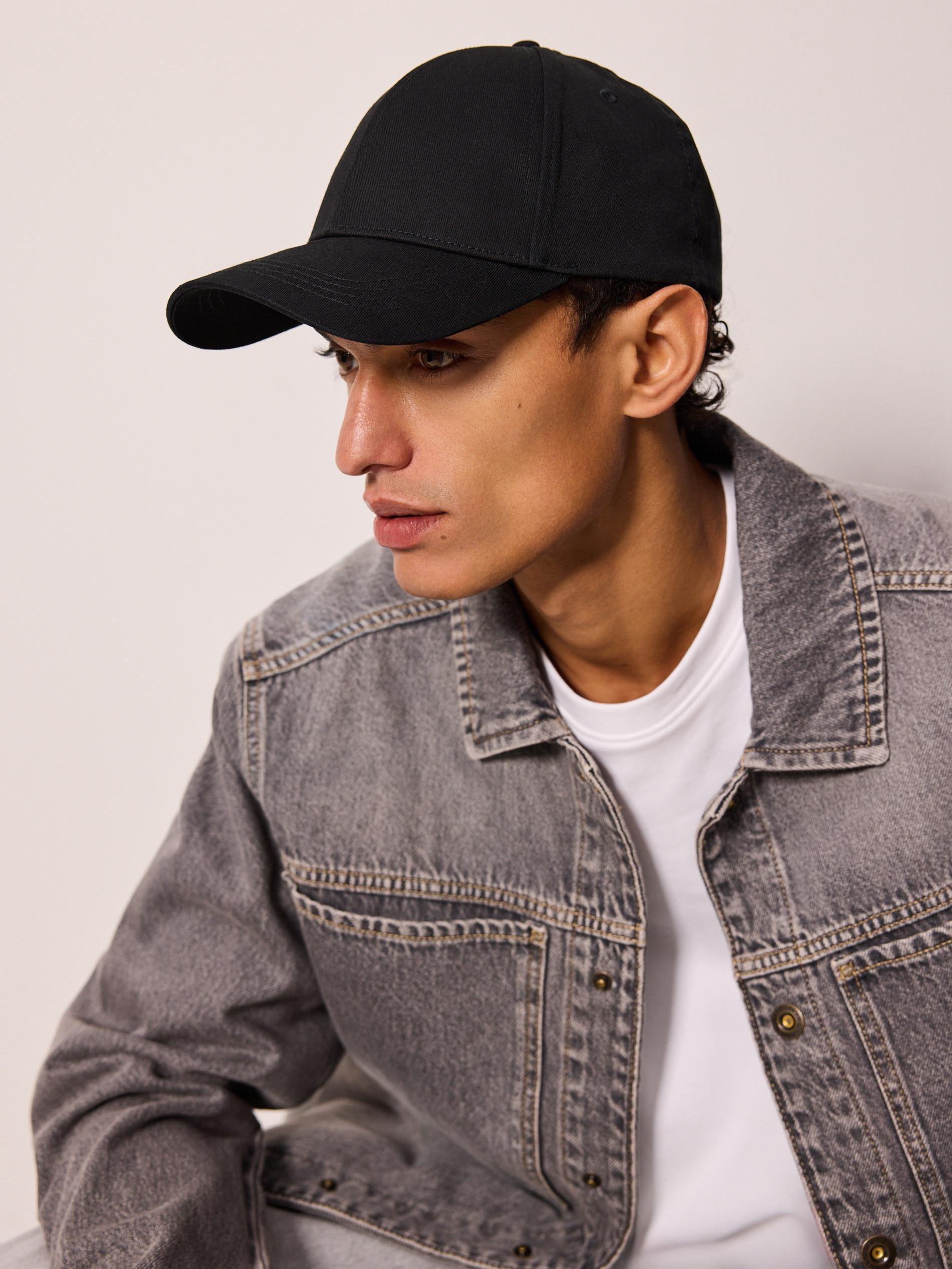 Black Peaked Cap, Black, medium