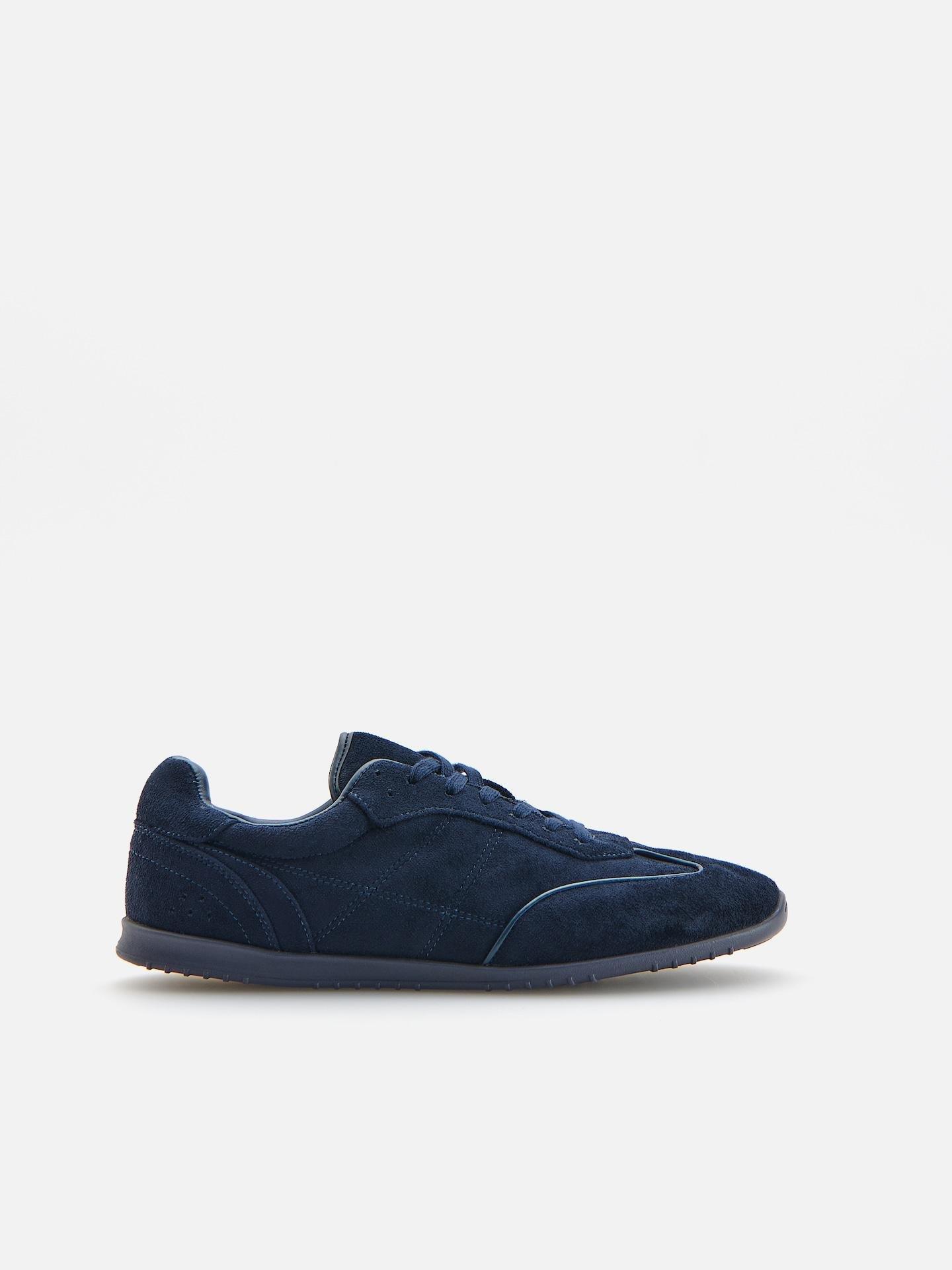 Blue Faux Suede Sneakers, Navy, medium
