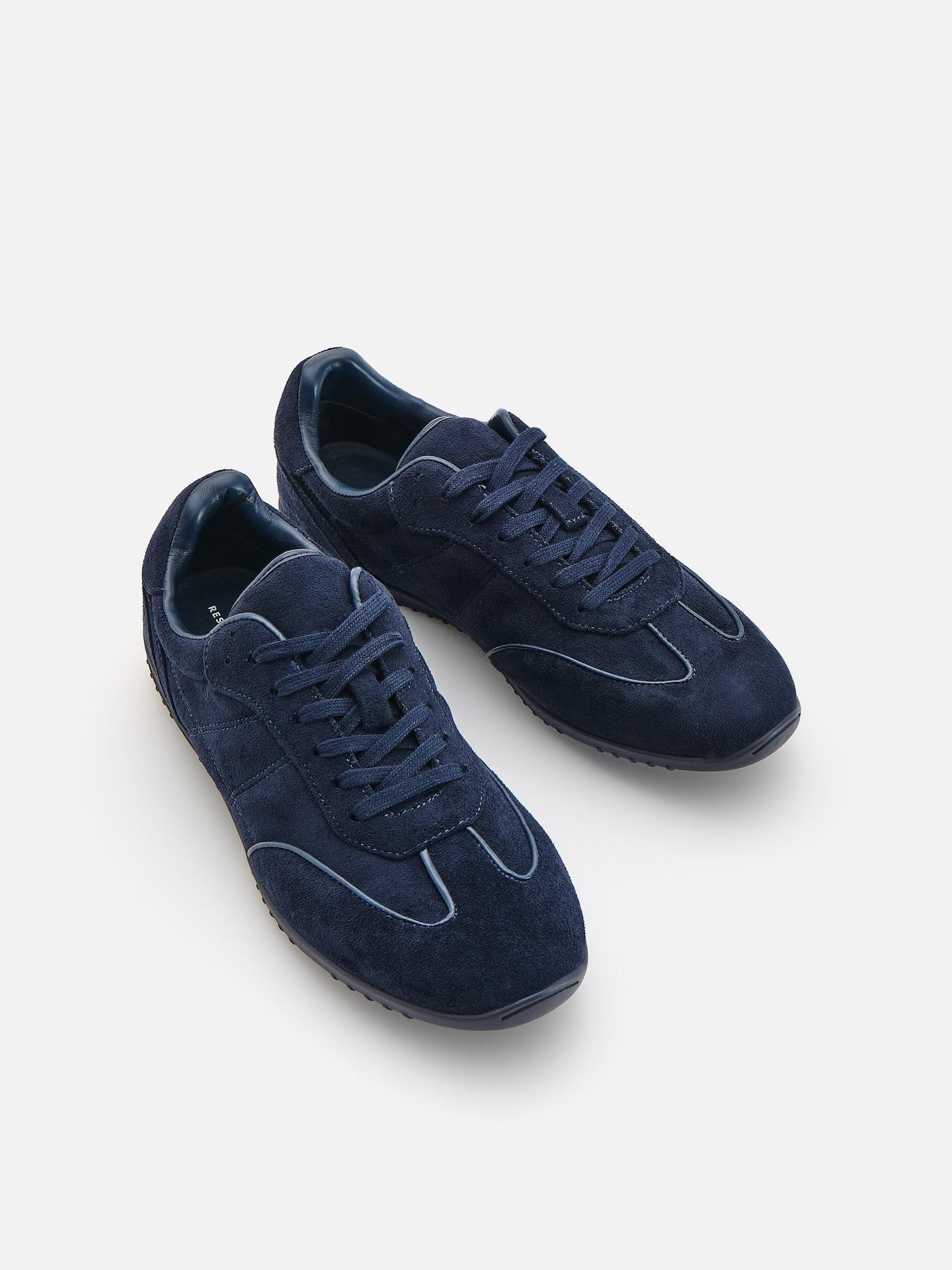 Blue Faux Suede Sneakers, Navy, medium
