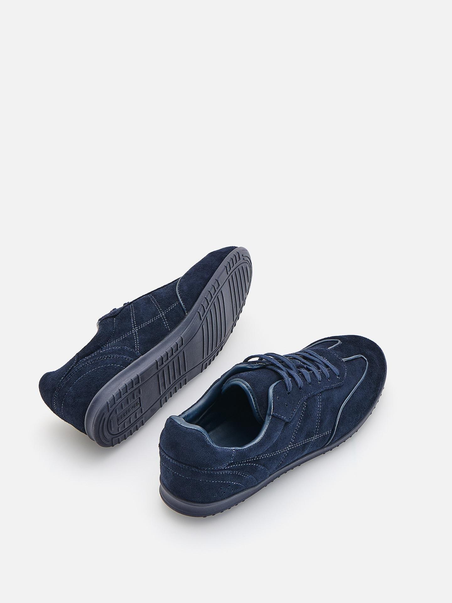Blue Faux Suede Sneakers, Navy, medium