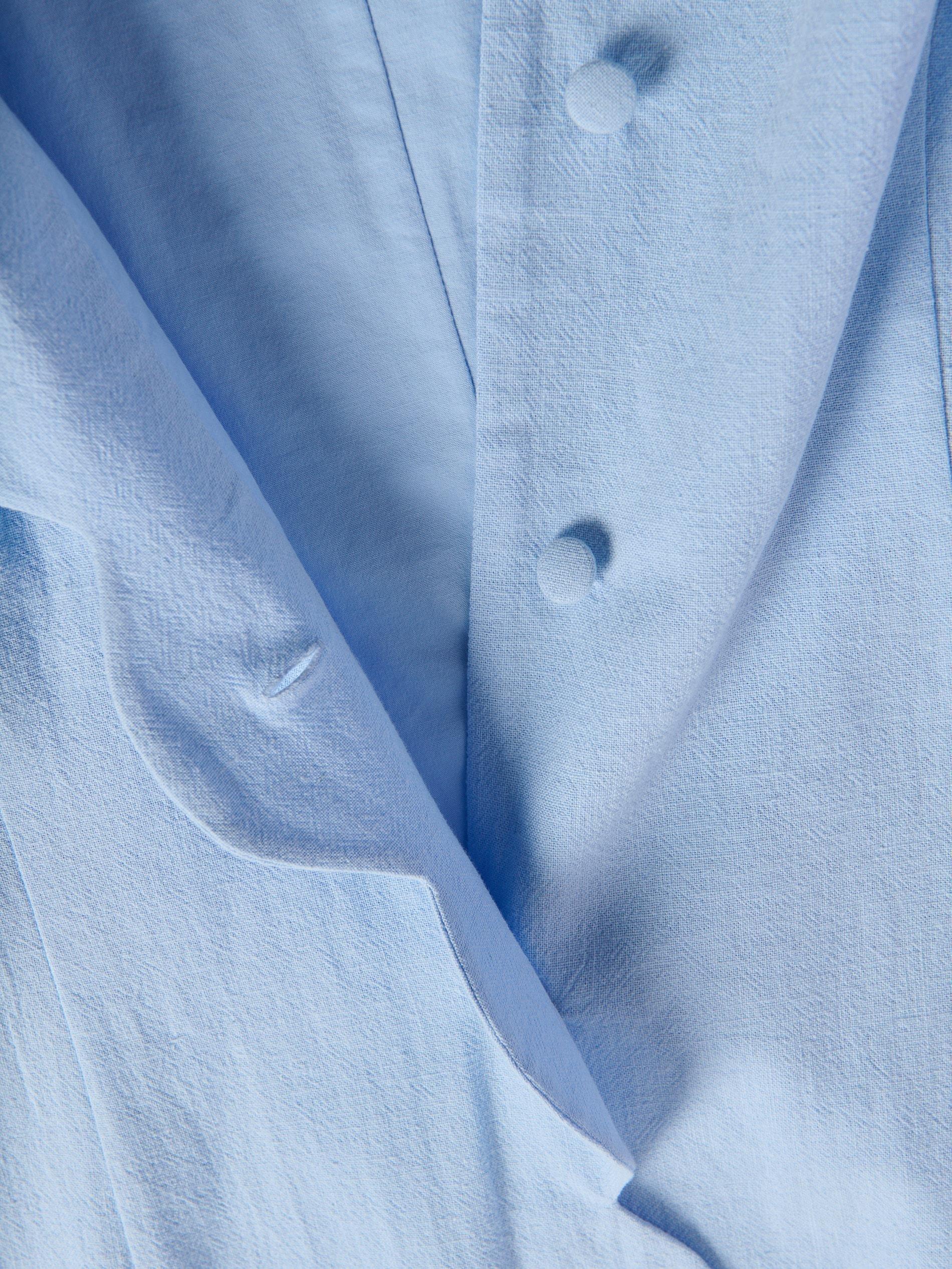 Blue Linen Blend Mini Dress, Blue, large image number 4
