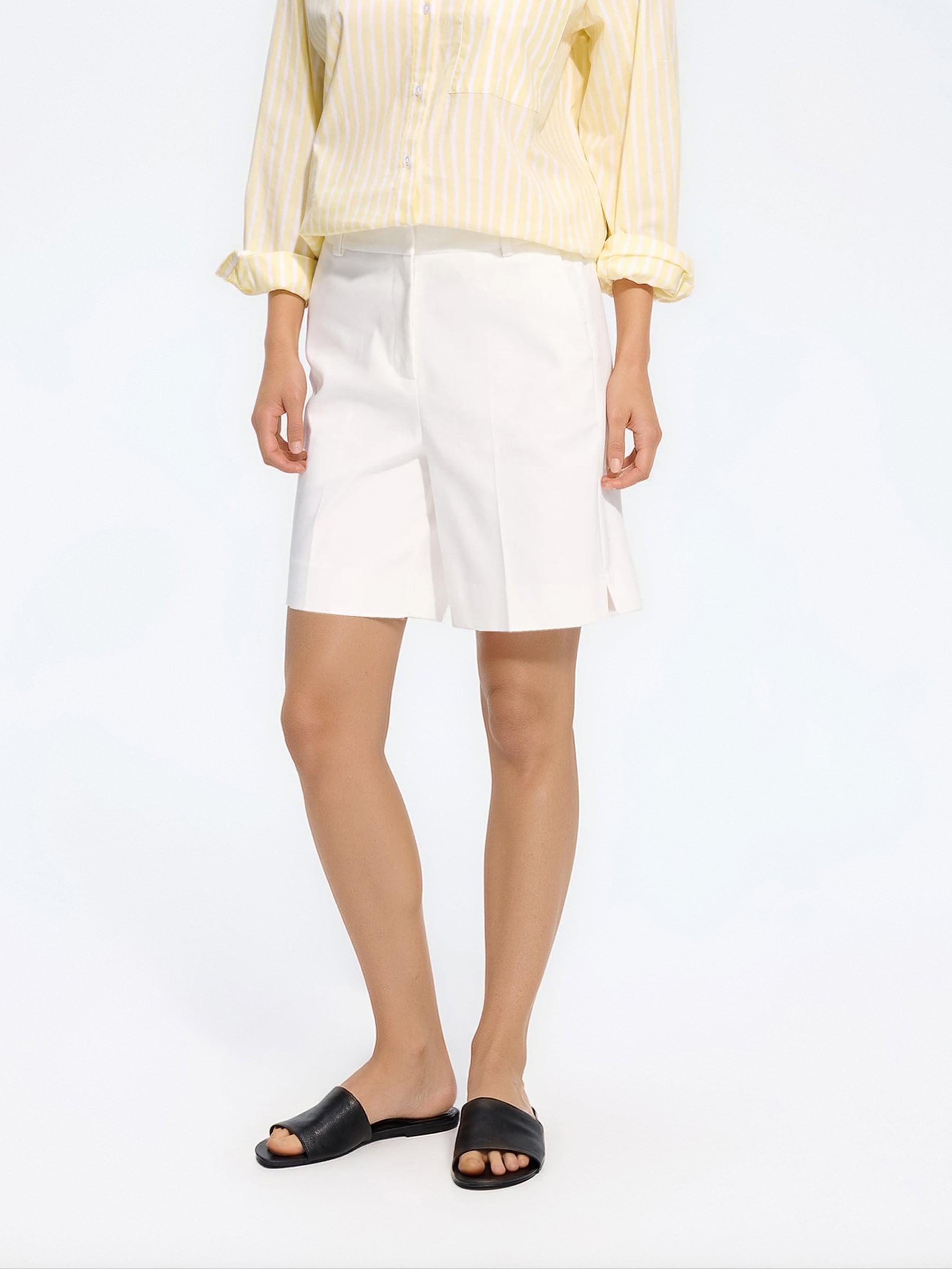 White Creased Shorts, White, large image number 0