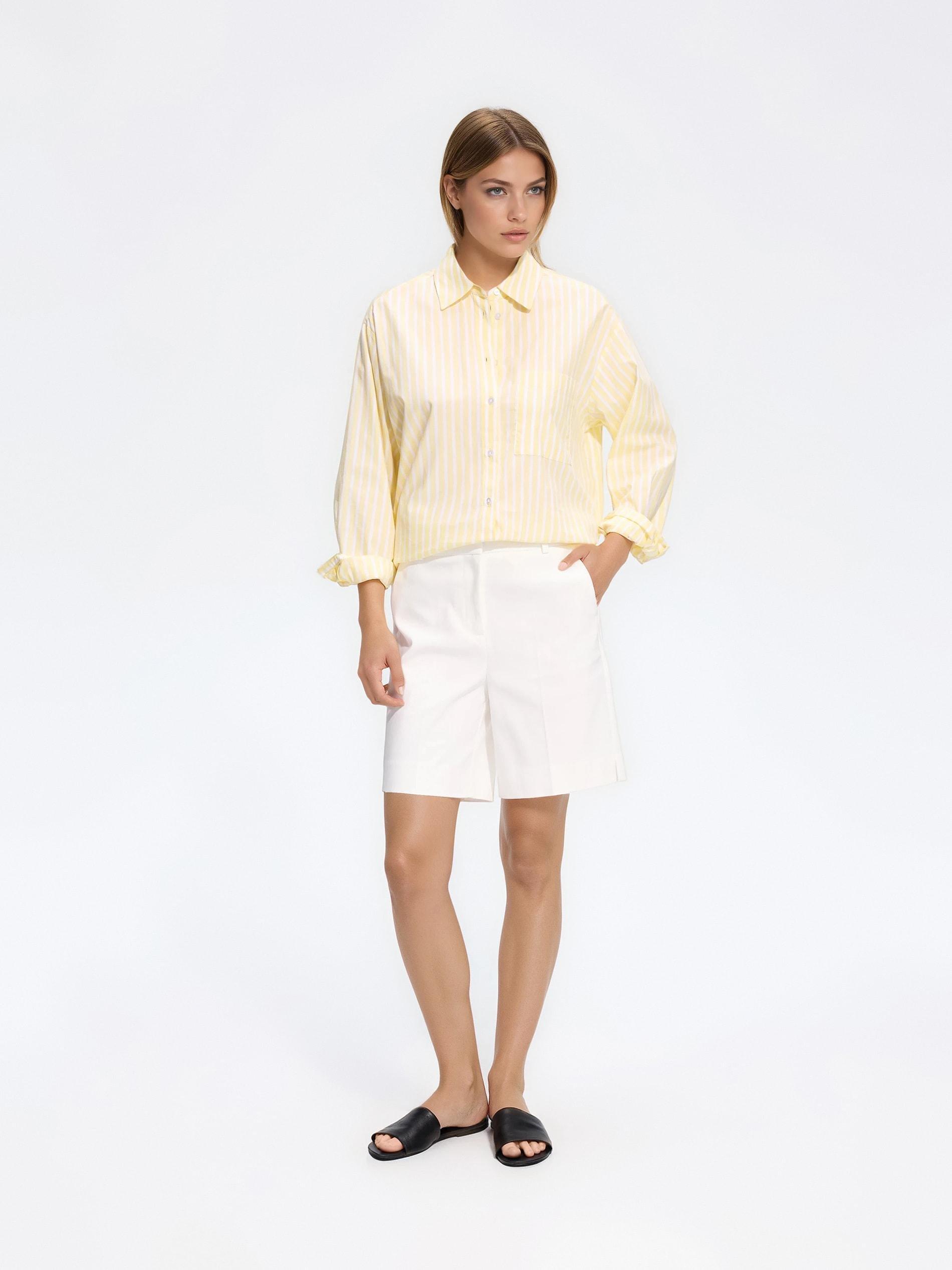 White Creased Shorts, White, large image number 1