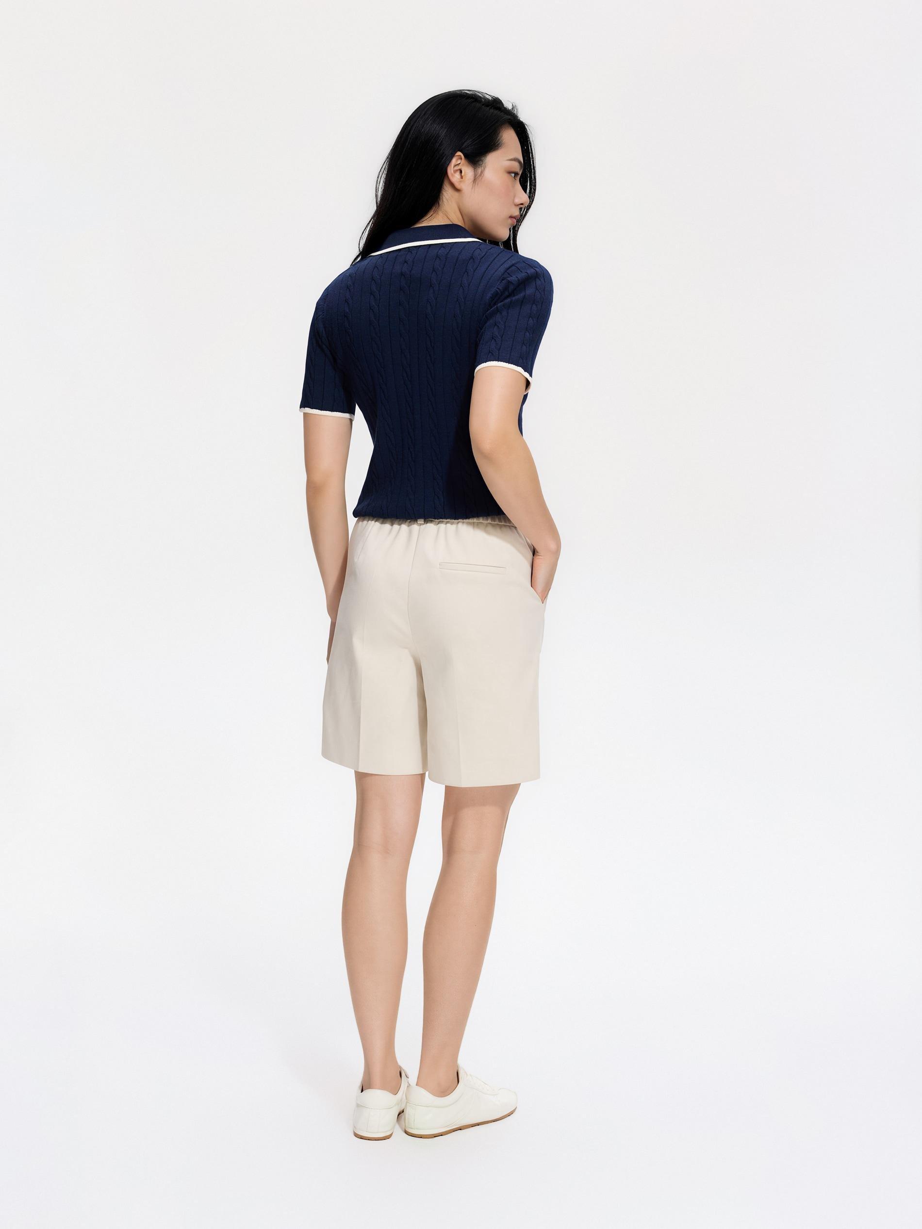 Beige Creased Shorts, Beige, large image number 2
