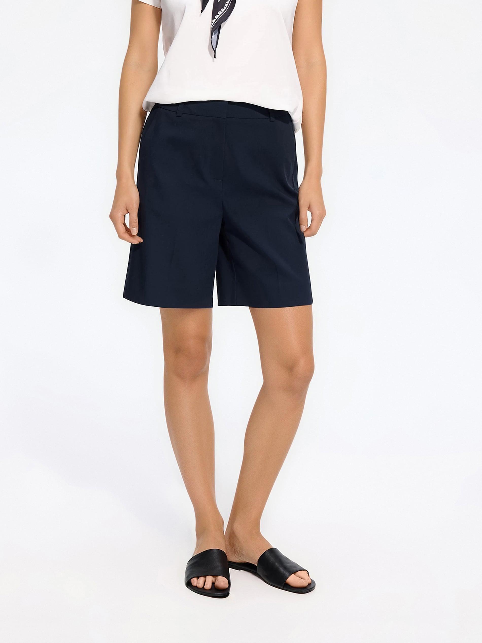 Navy Creased Shorts, Navy, large image number 0