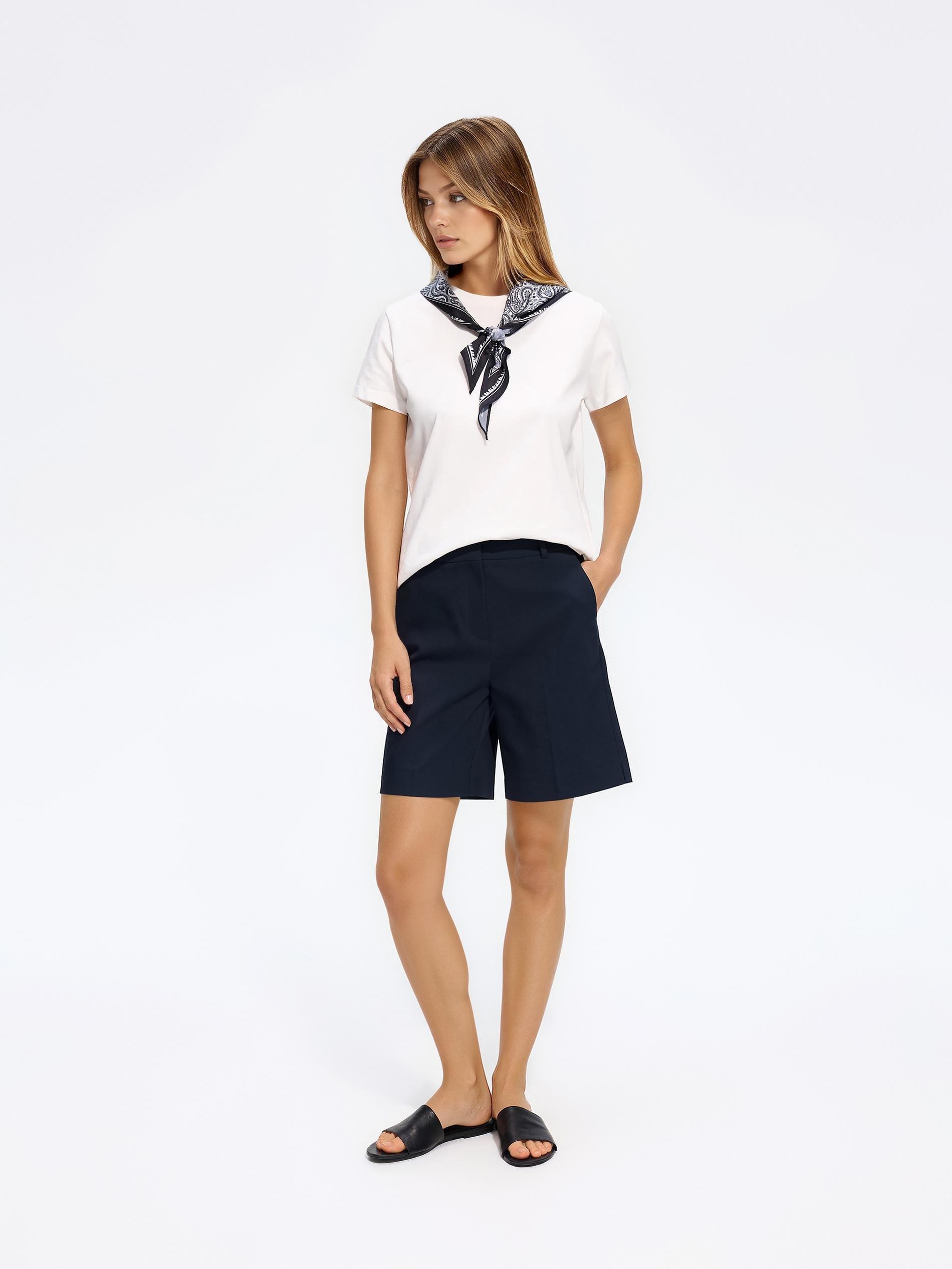 Navy Creased Shorts, Navy, large image number 1