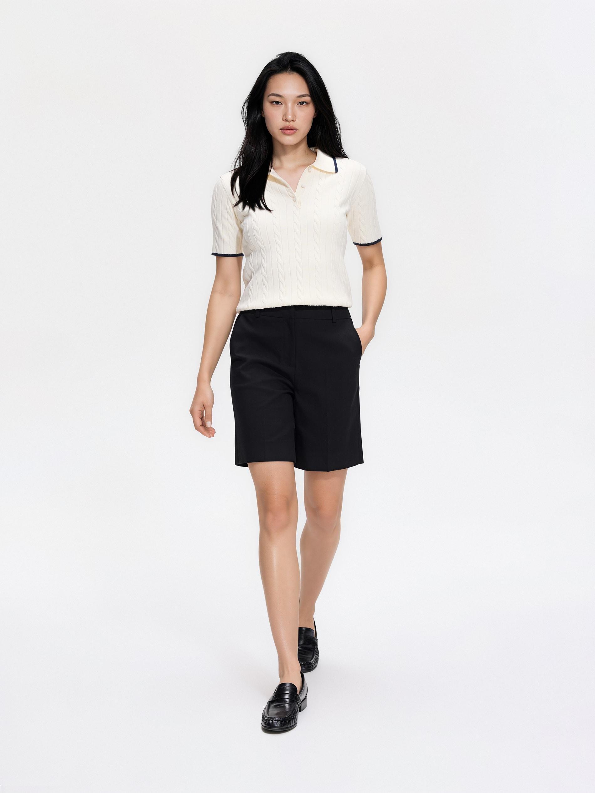 Black Creased Shorts, Black, large image number 0