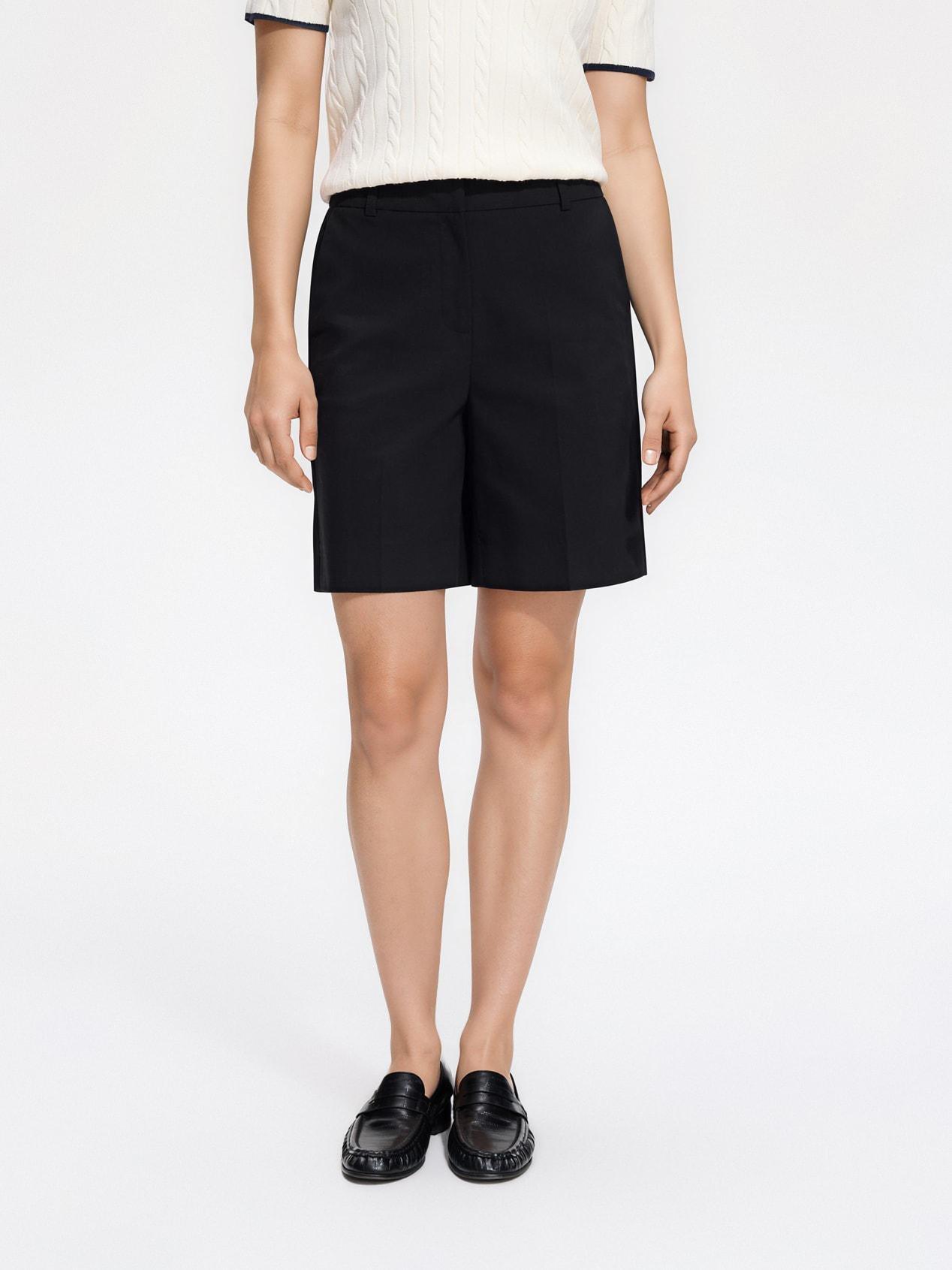 Black Creased Shorts, Black, large image number 1