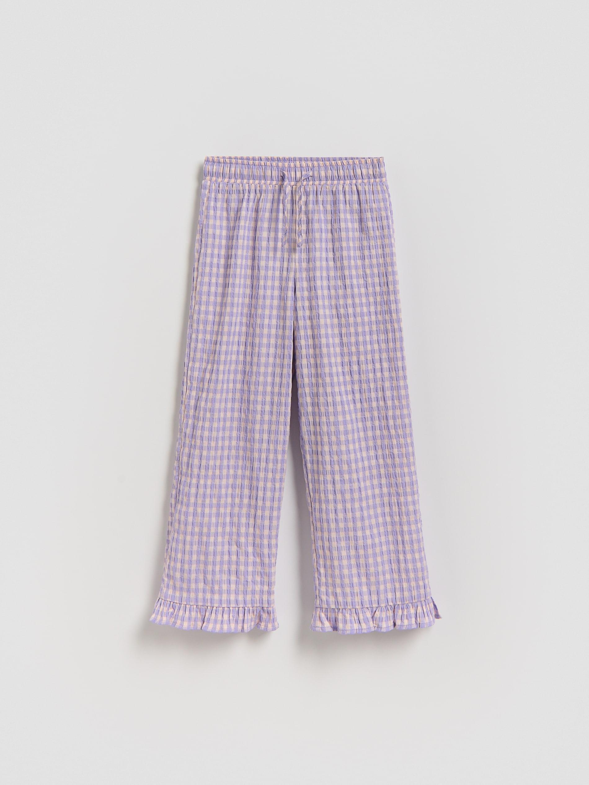 Purple Crushed Fabric Viscose Rich Trousers, Purple, large image number 0