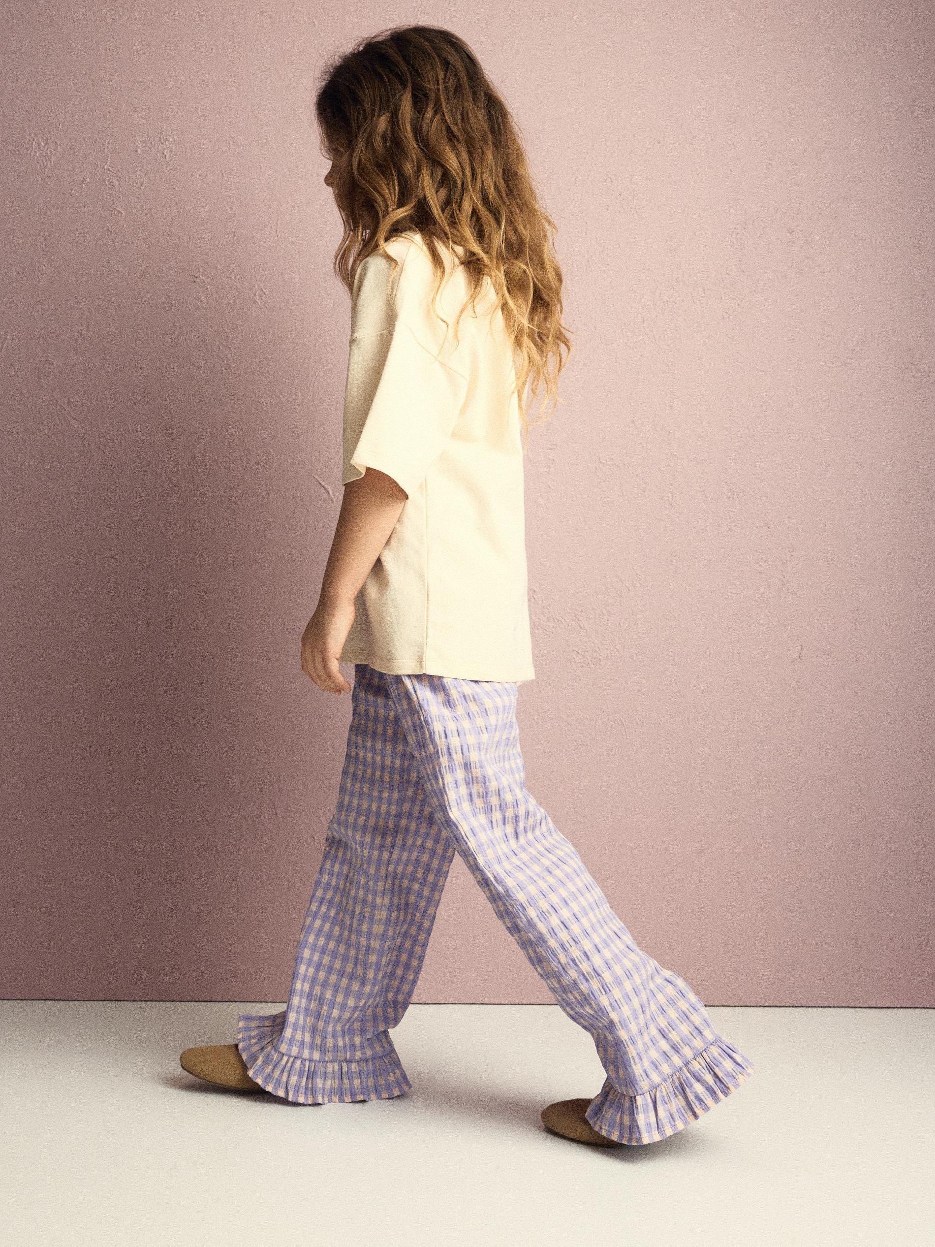 Purple Crushed Fabric Viscose Rich Trousers, Purple, large image number 5