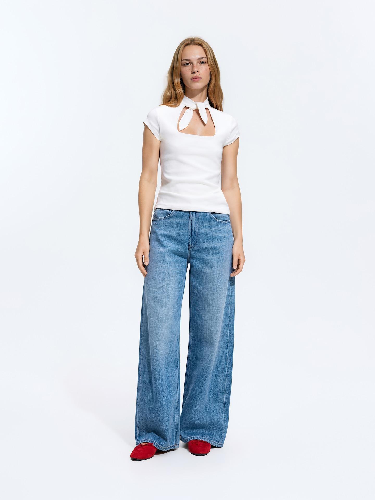White Blouse With Tie Details, White, large image number 2