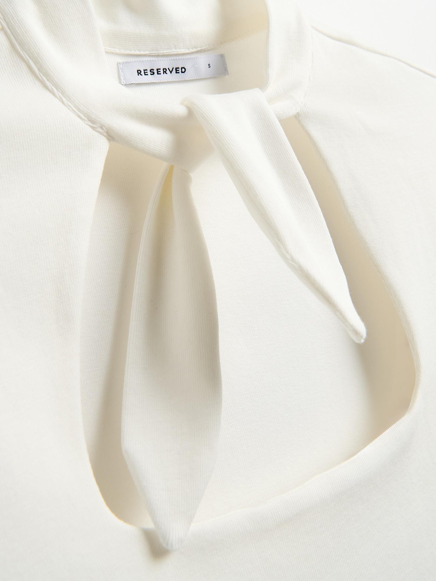White Blouse With Tie Details, White, large image number 4