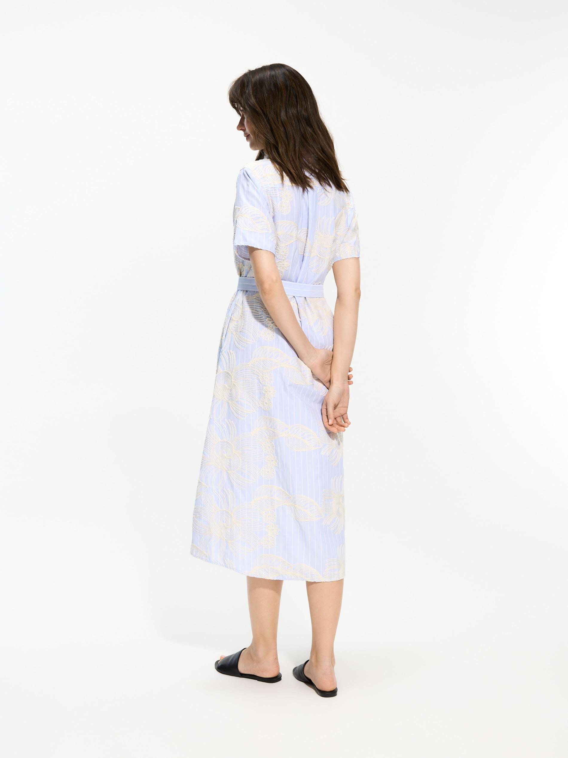Blue Embroidered Shirt Dress, Blue, large image number 2