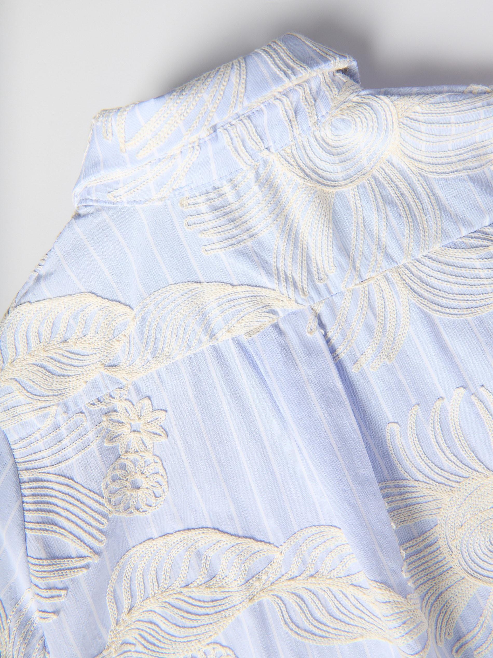 Blue Embroidered Shirt Dress, Blue, large image number 4