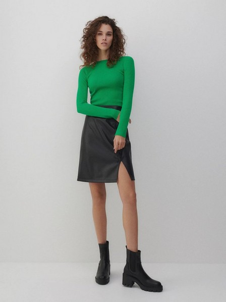 Reserved - Black Faux Leather Skirt