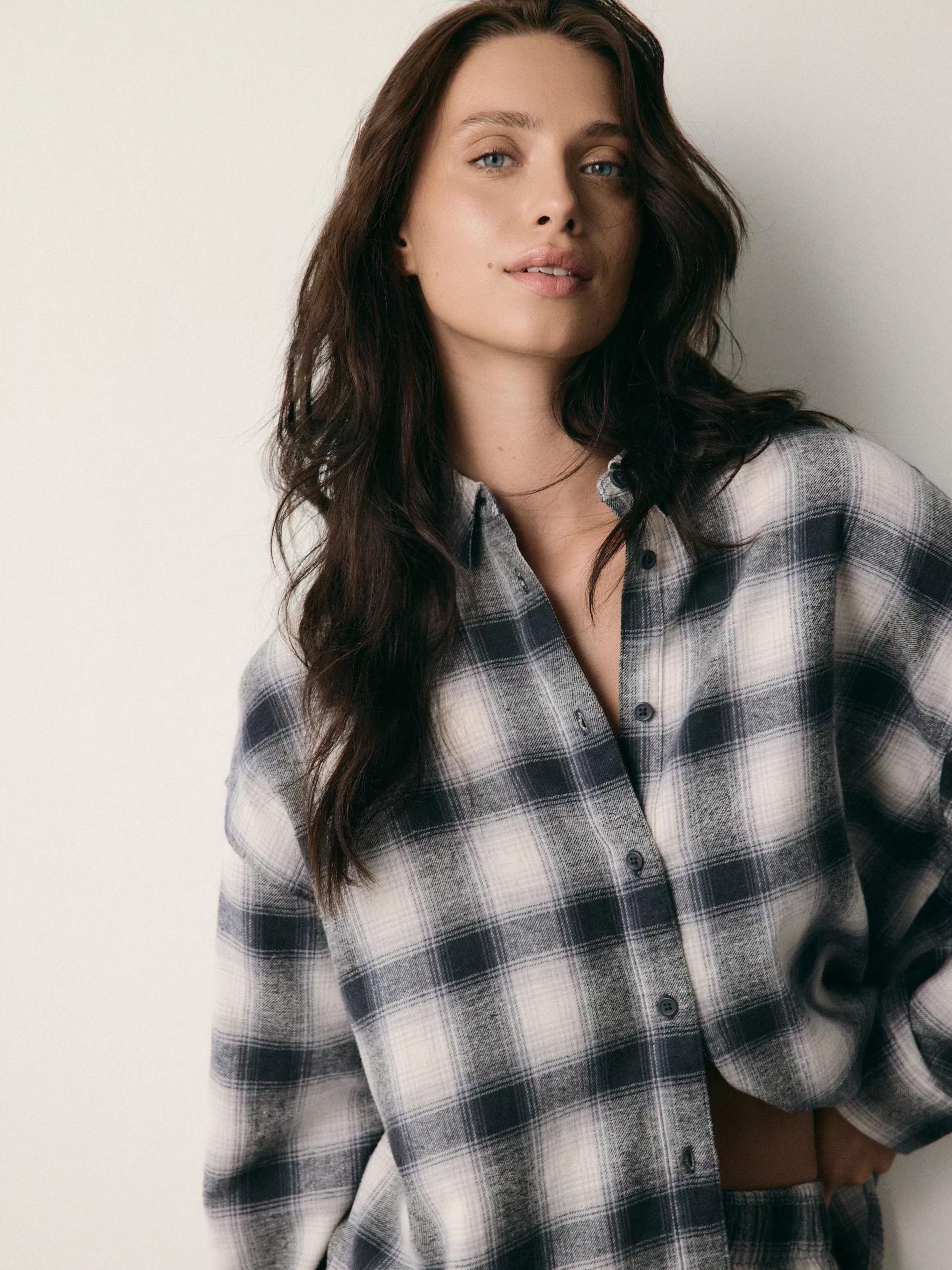 Navy Two Piece Check Pyjama Set, Navy, large image number 2