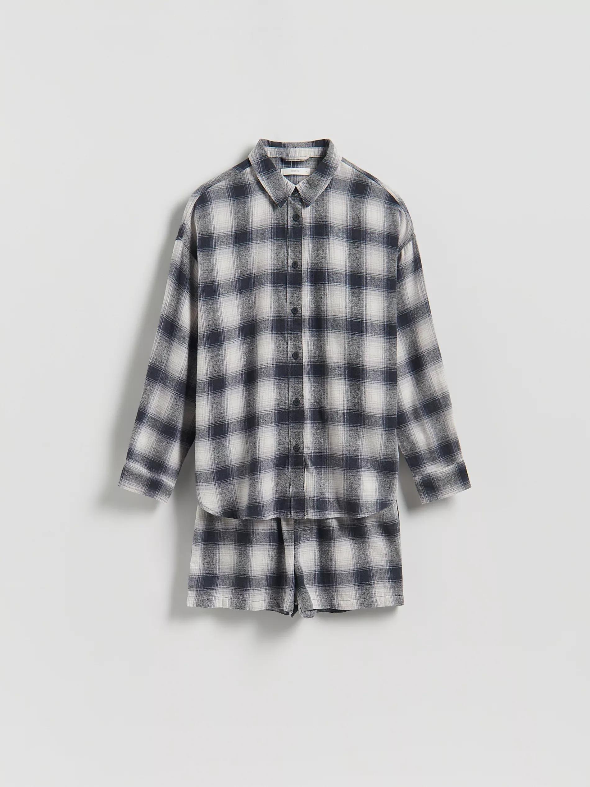 Navy Two Piece Check Pyjama Set, Navy, large image number 5