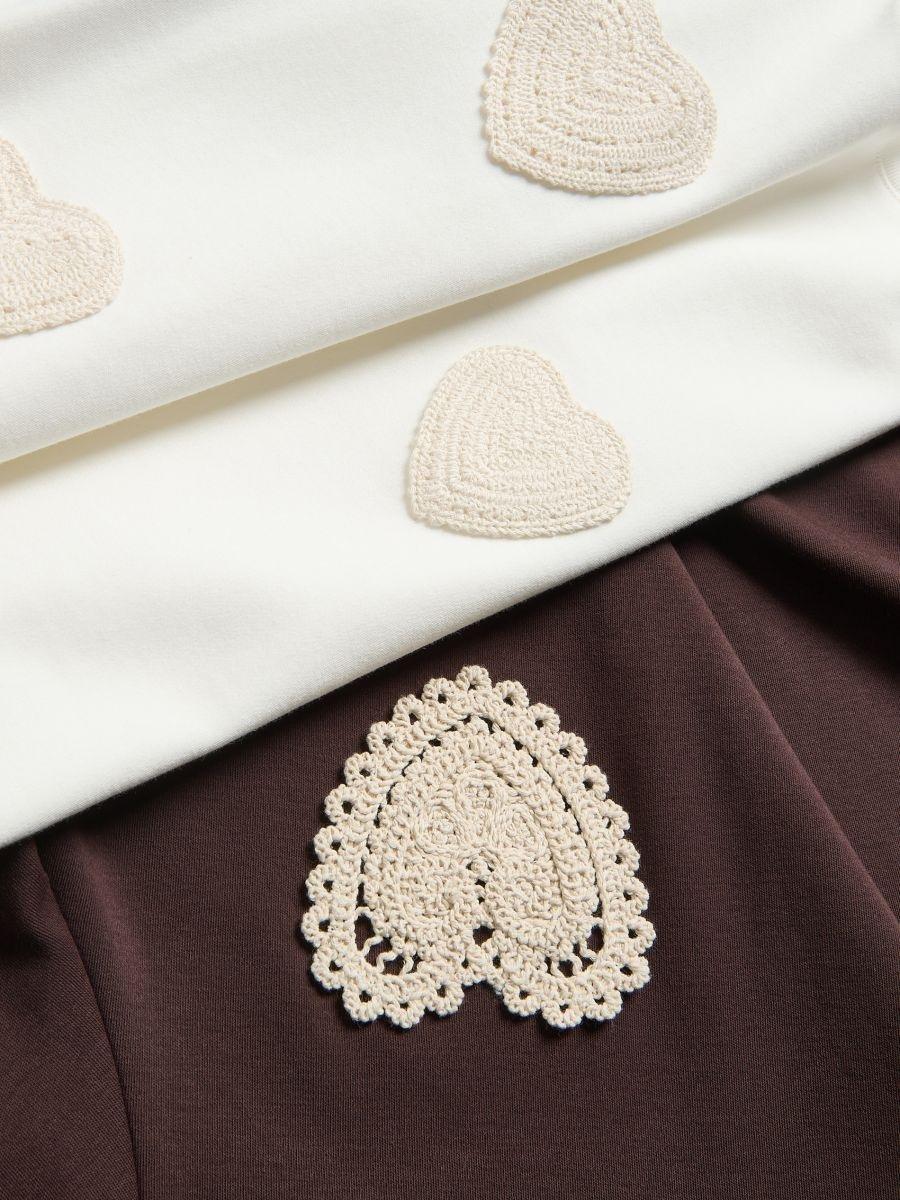 Cream T-Shirt With Embroidered Applique, Ivory, large image number 1