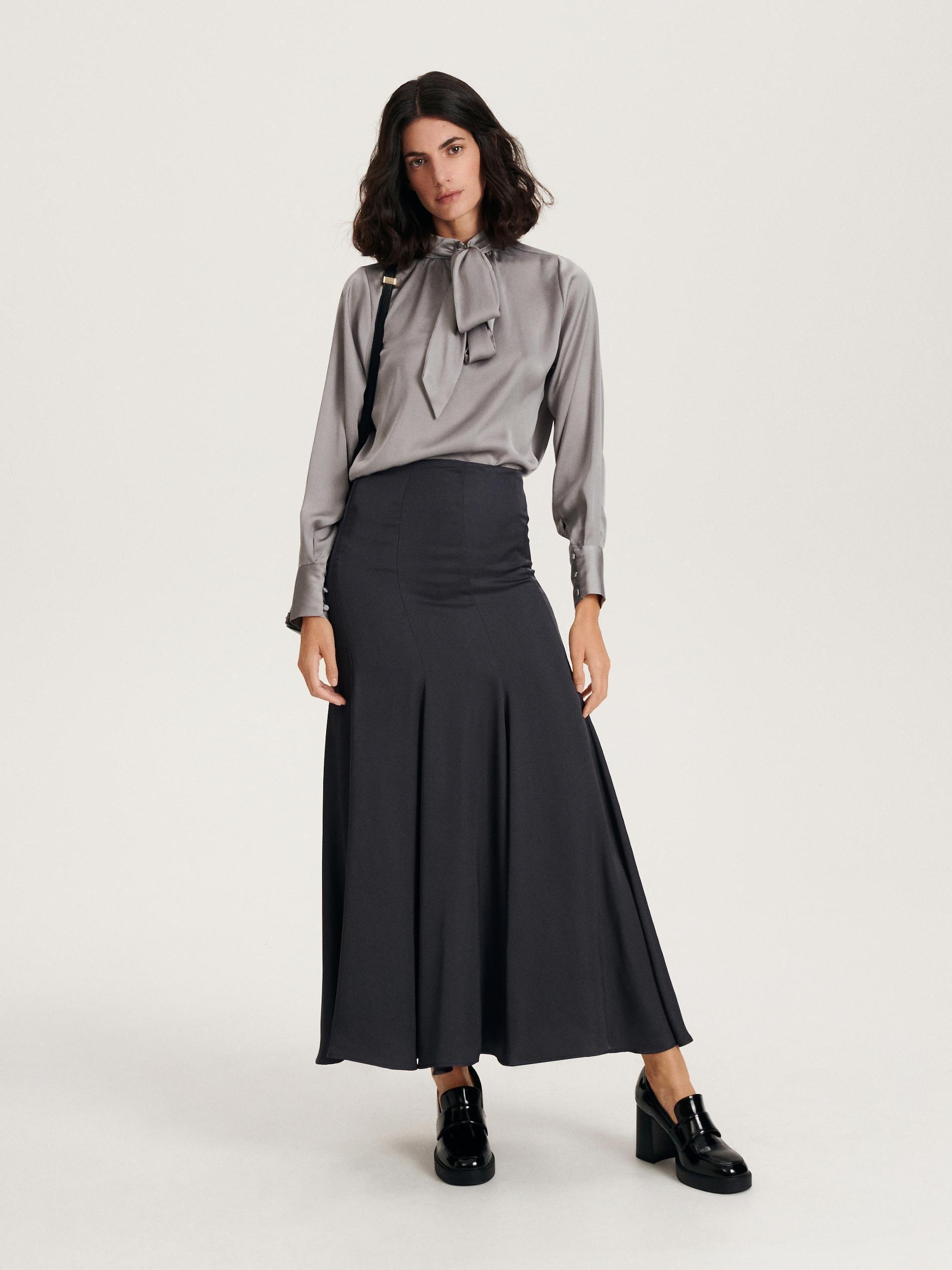 Grey Viscose Maxi Skirt, Grey, large image number 0