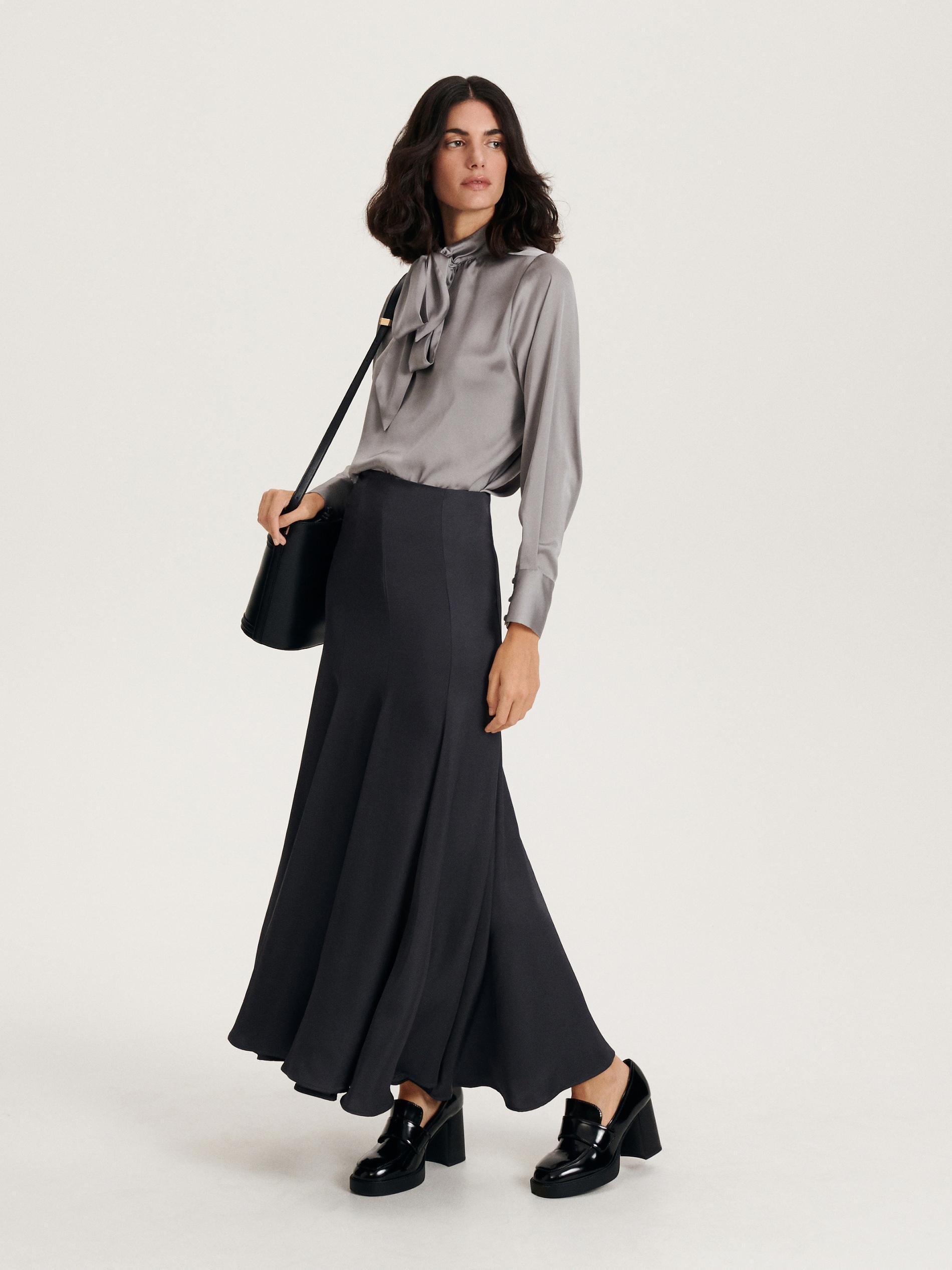 Grey Viscose Maxi Skirt, Grey, large image number 4