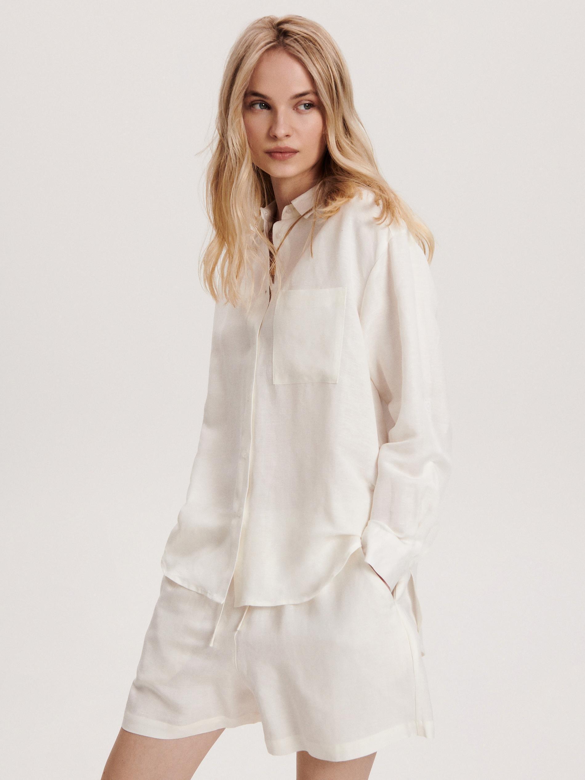 Ivory Oversized shirt with linen blend, , large image number 0