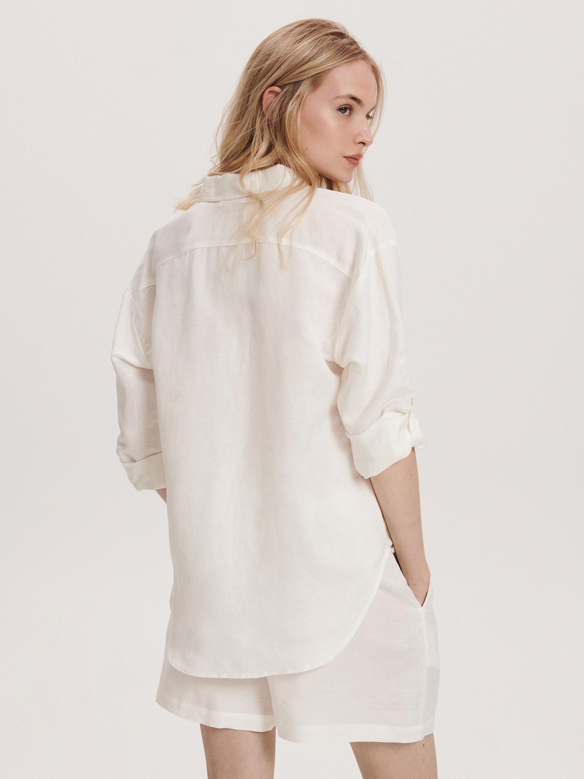 Ivory Oversized shirt with linen blend, , large image number 2
