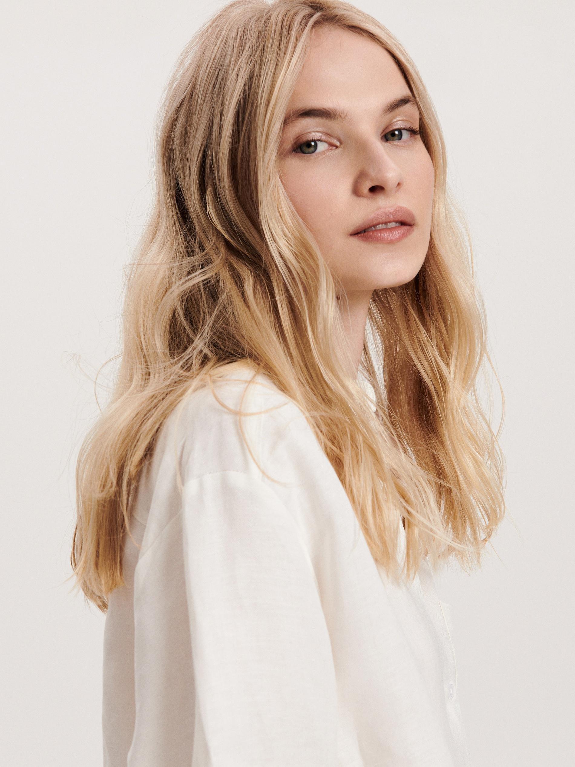 Ivory Oversized shirt with linen blend, , large image number 3