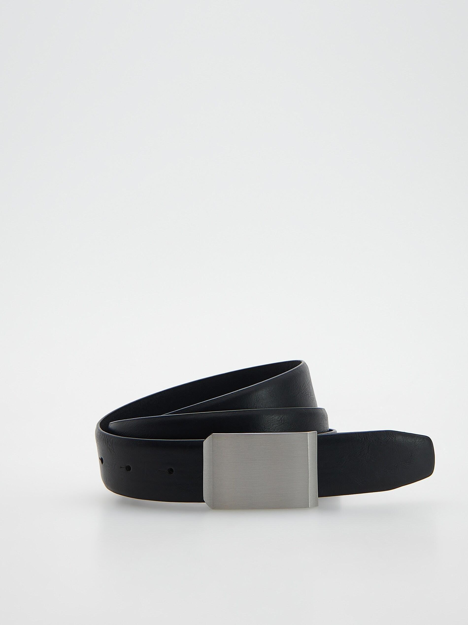 Black Natural leather blend belt, , large image number 1