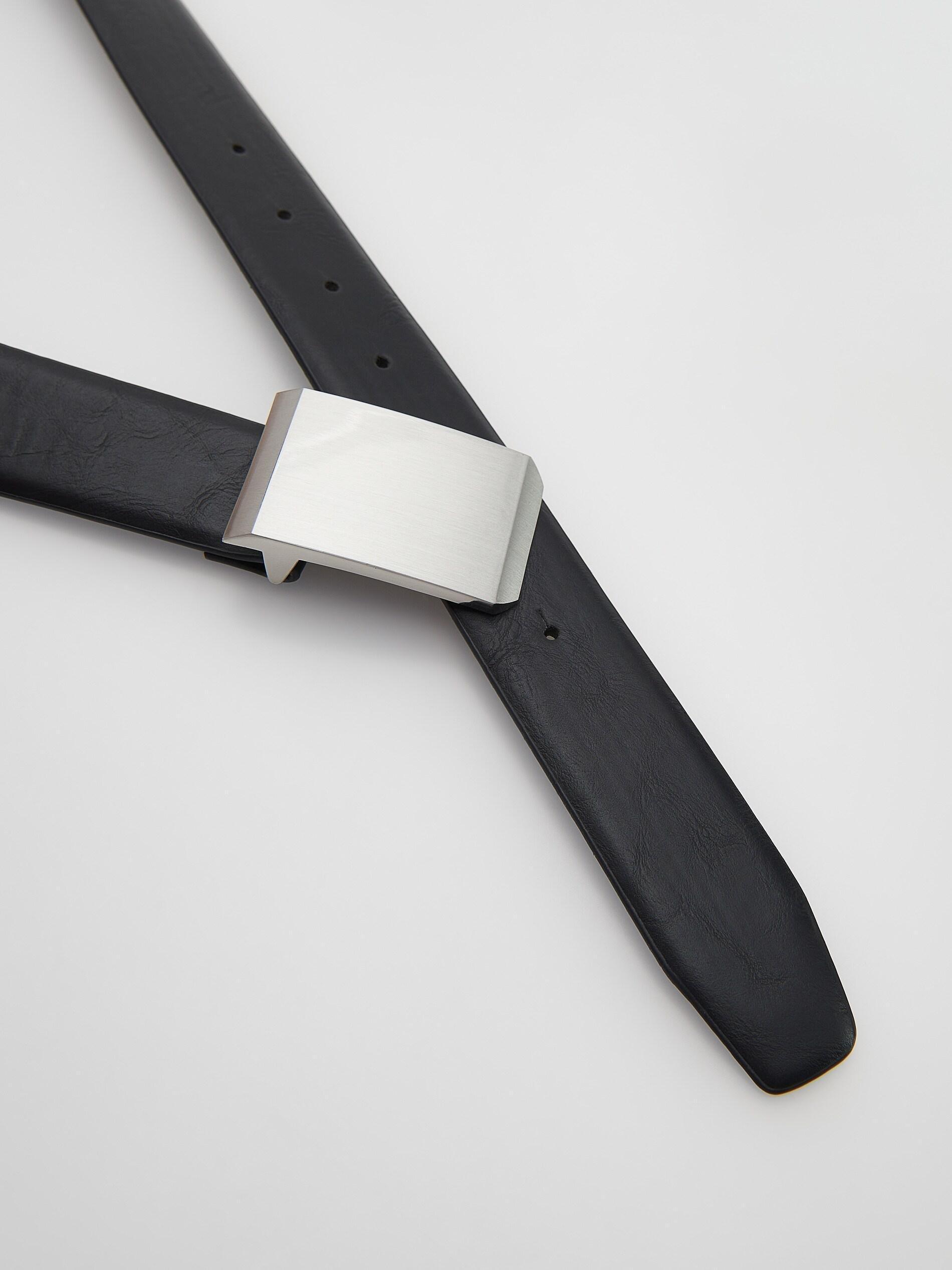 Black Natural leather blend belt, , large image number 3