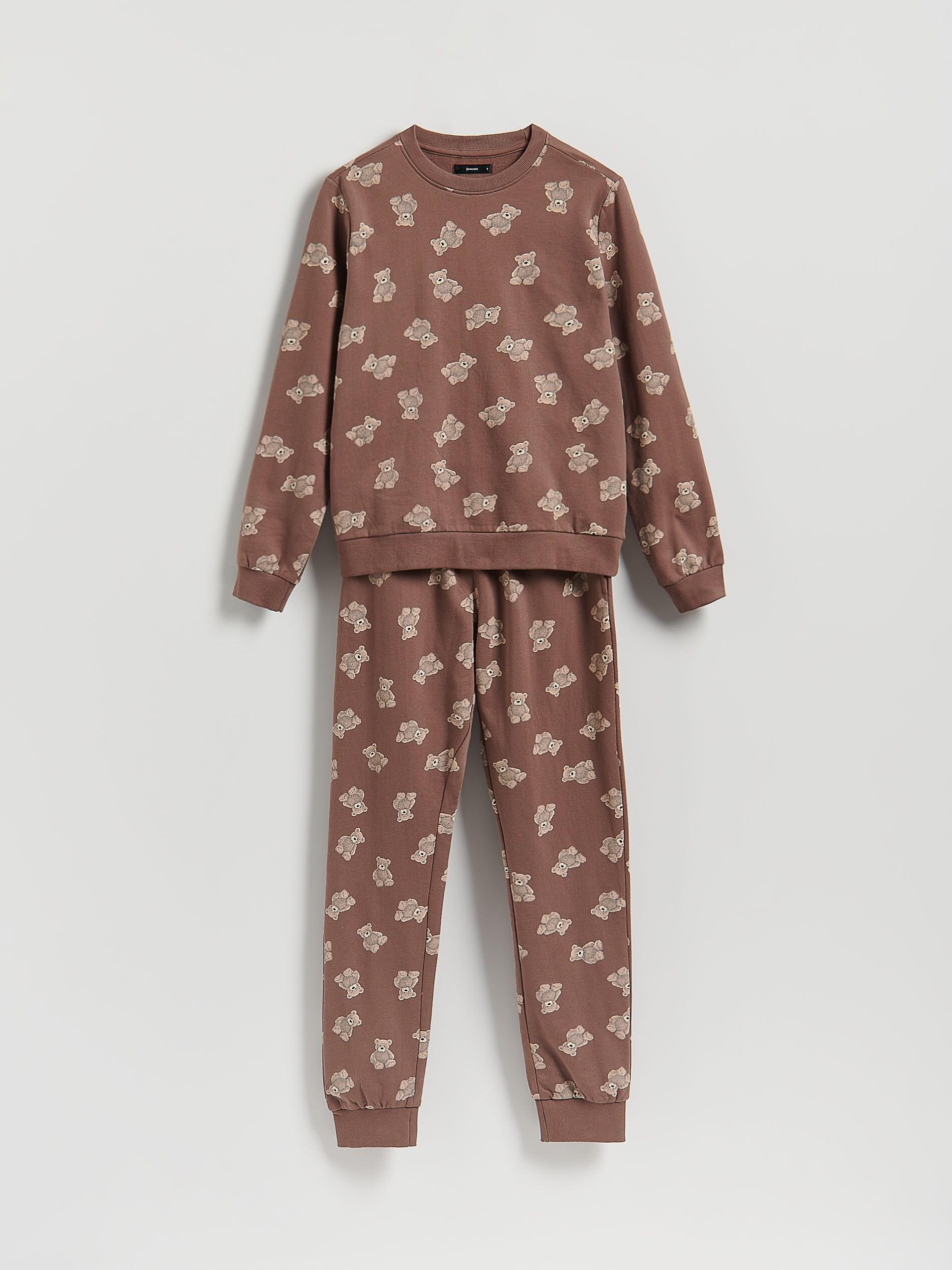 Brown Two Piece Printed Pyjama Set, Brown, large image number 4