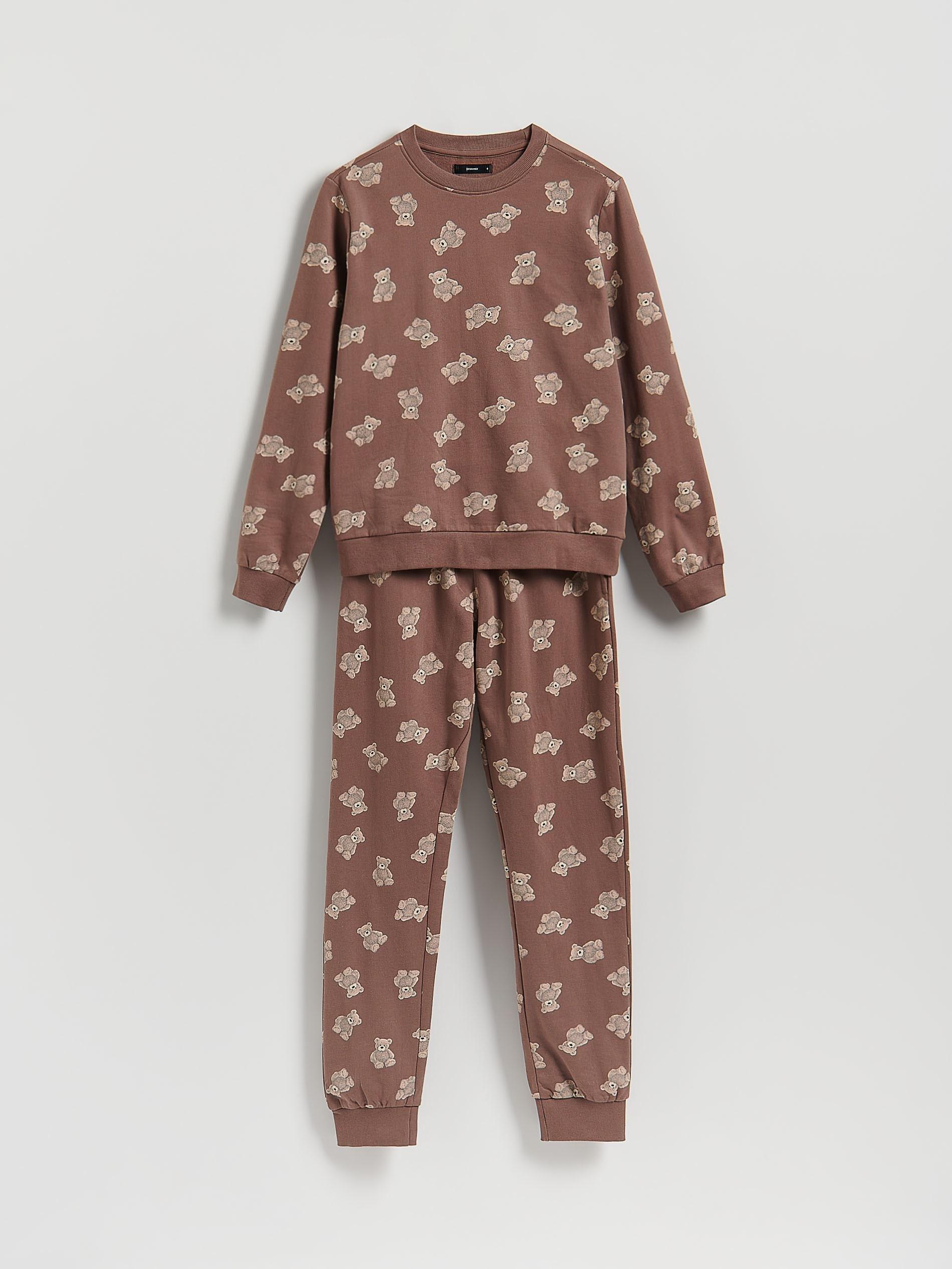Brown Two Piece Printed Pyjama Set, Brown, large image number 4