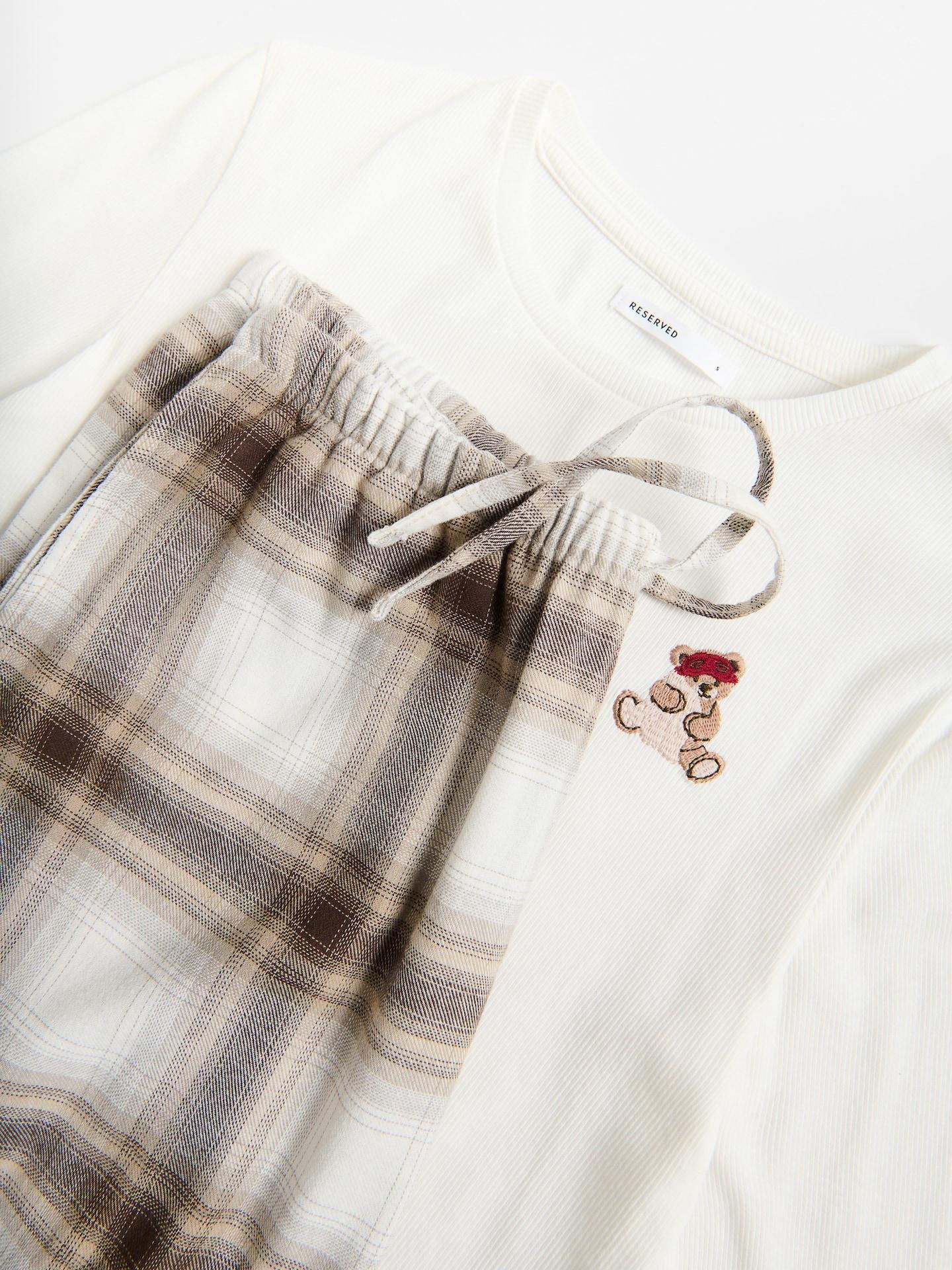 Beige Two Piece Cotton Blend Pyjama Set, Beige, medium