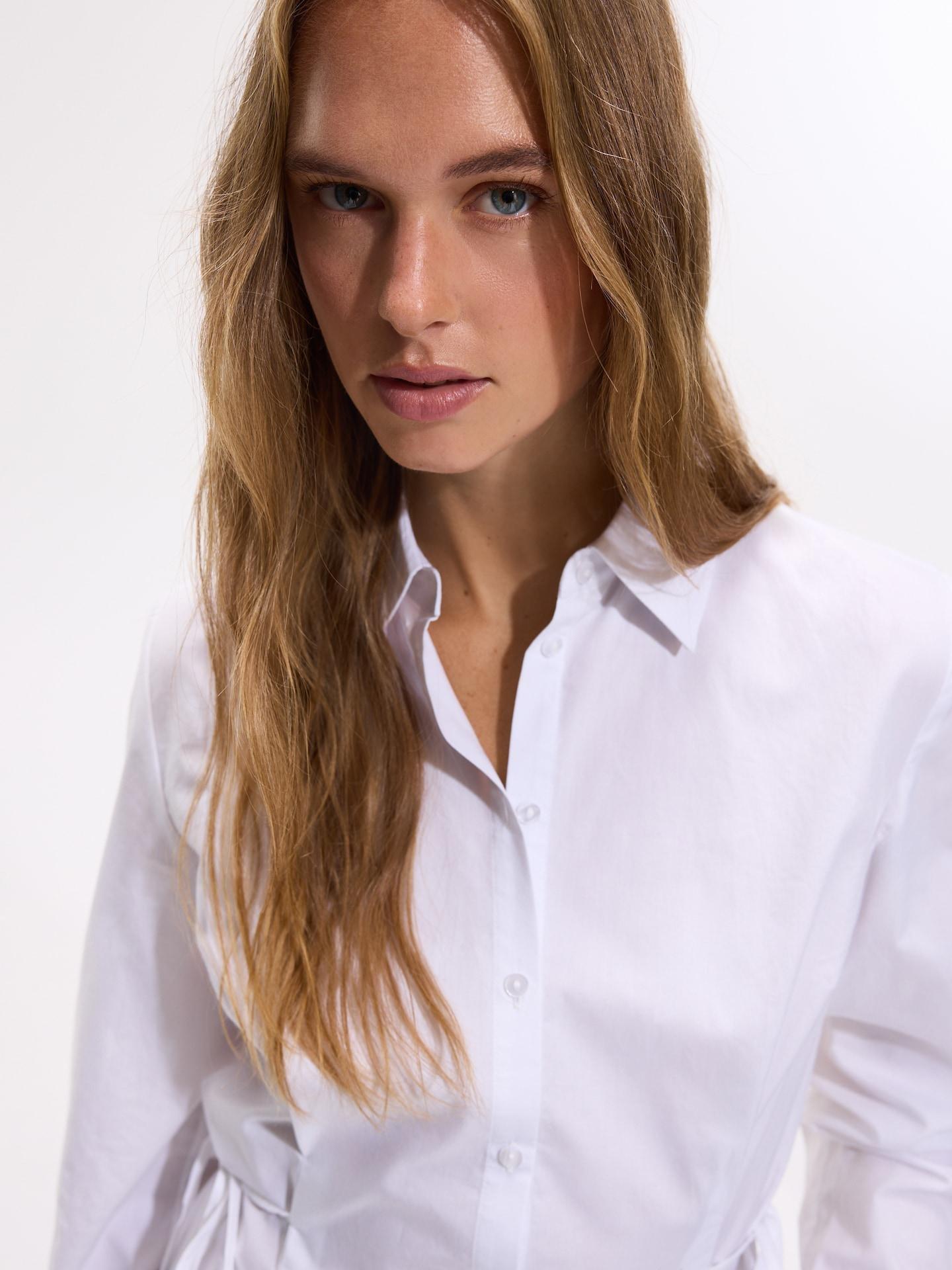 White Lyocell Blend Shirt, White, large image number 0