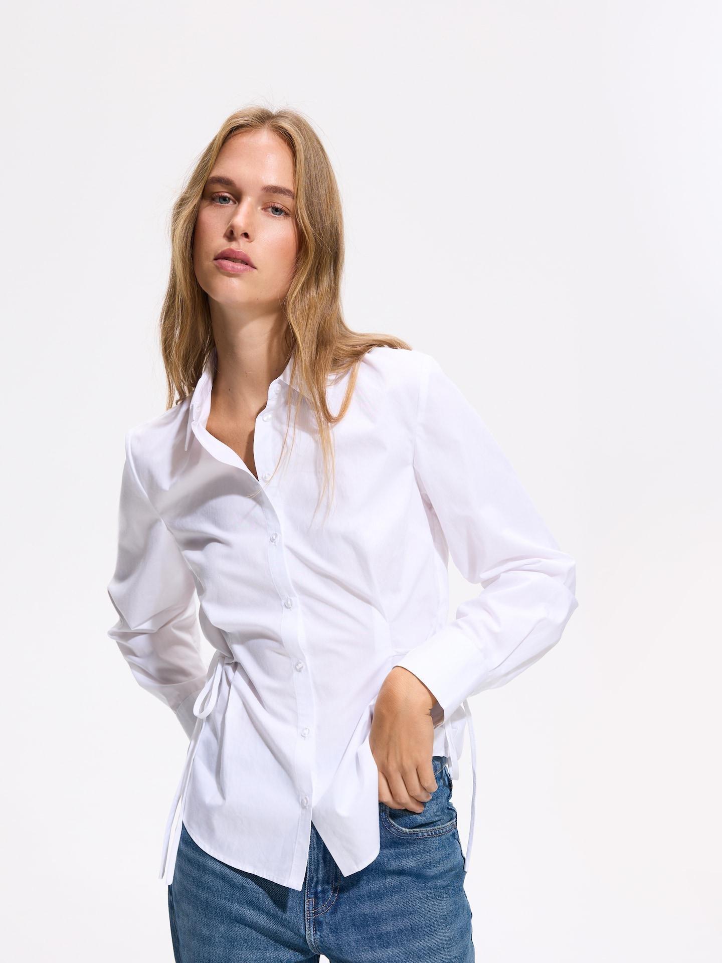 White Lyocell Blend Shirt, White, medium