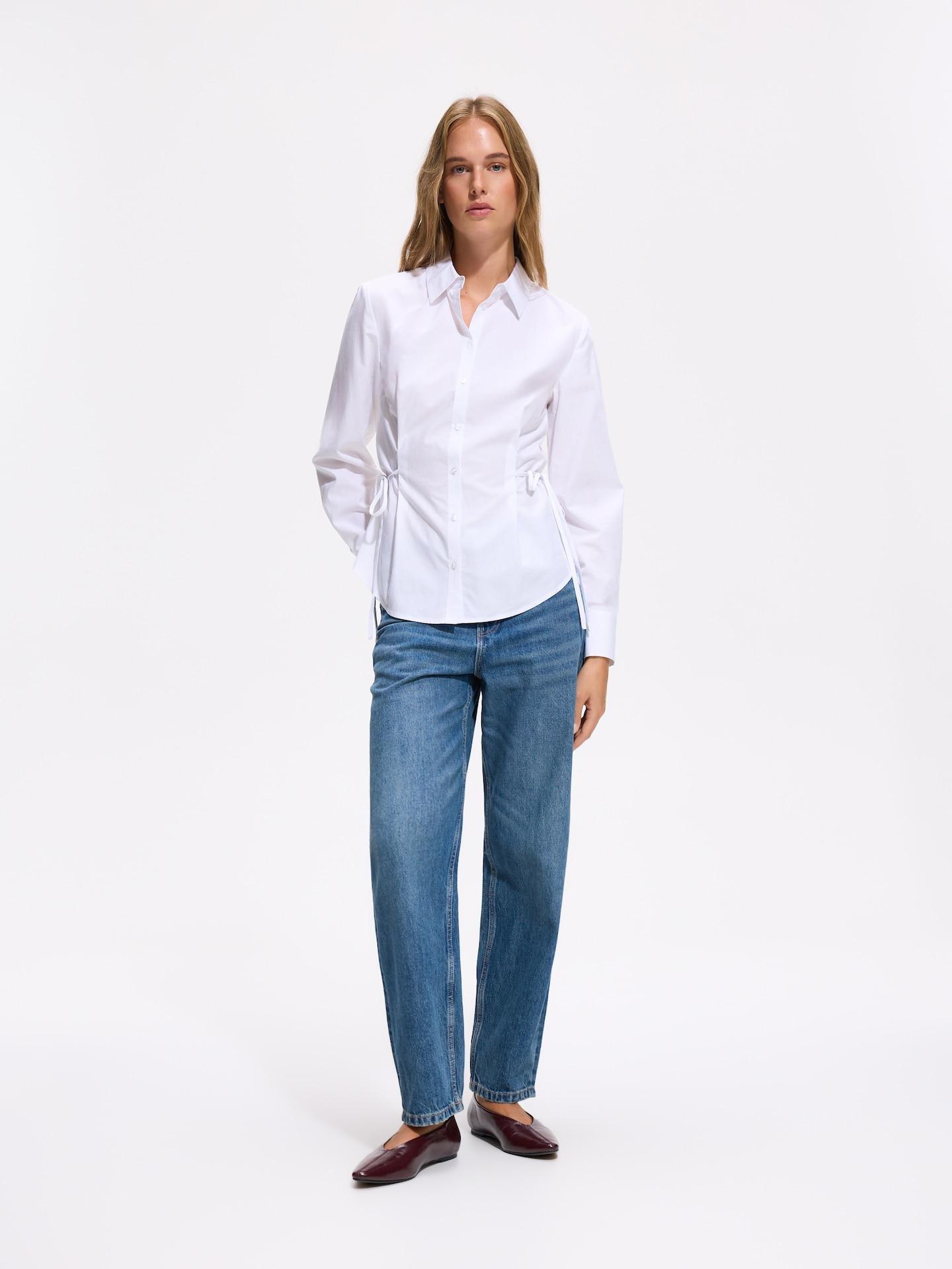 White Lyocell Blend Shirt, White, medium