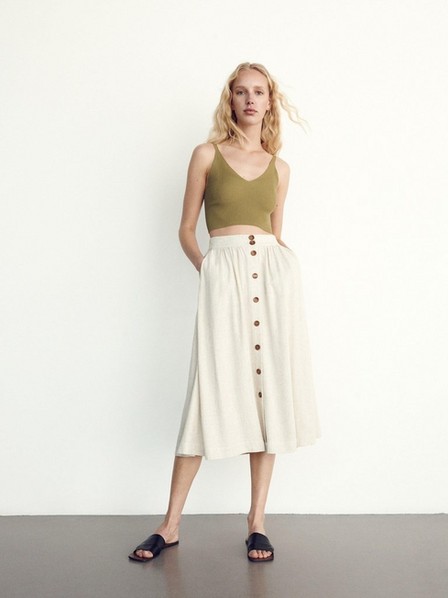 Reserved - Beige Linen Blend Skirt