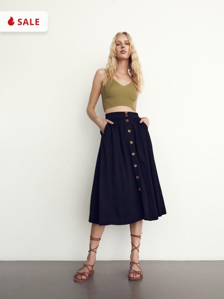 Reserved - Black Linen Blend Skirt
