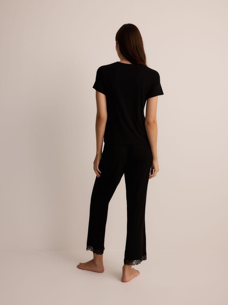 Black Two-Piece Viscose Pajamas, , large image number 1