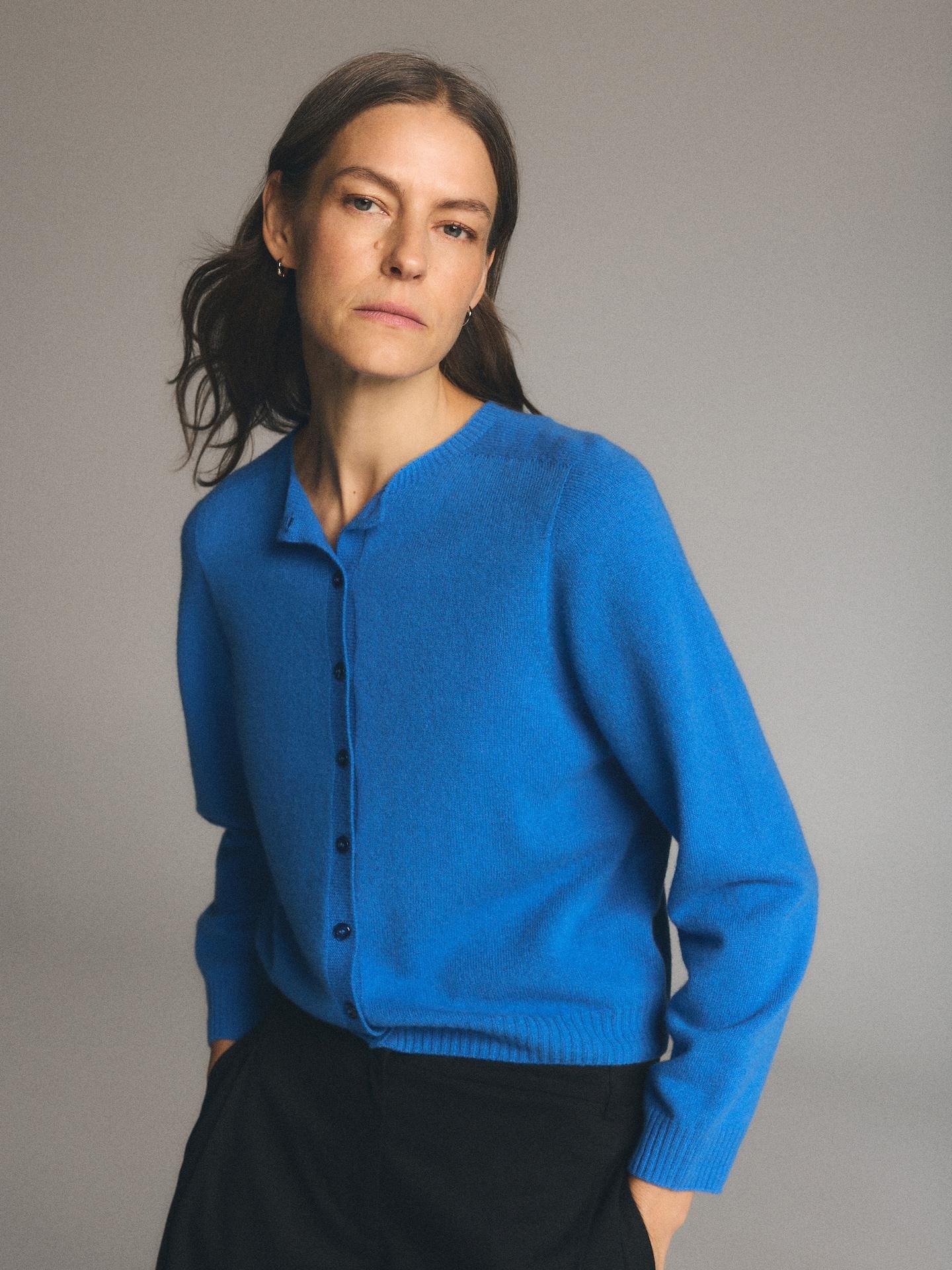 Blue Wool Cardigan, Blue, medium