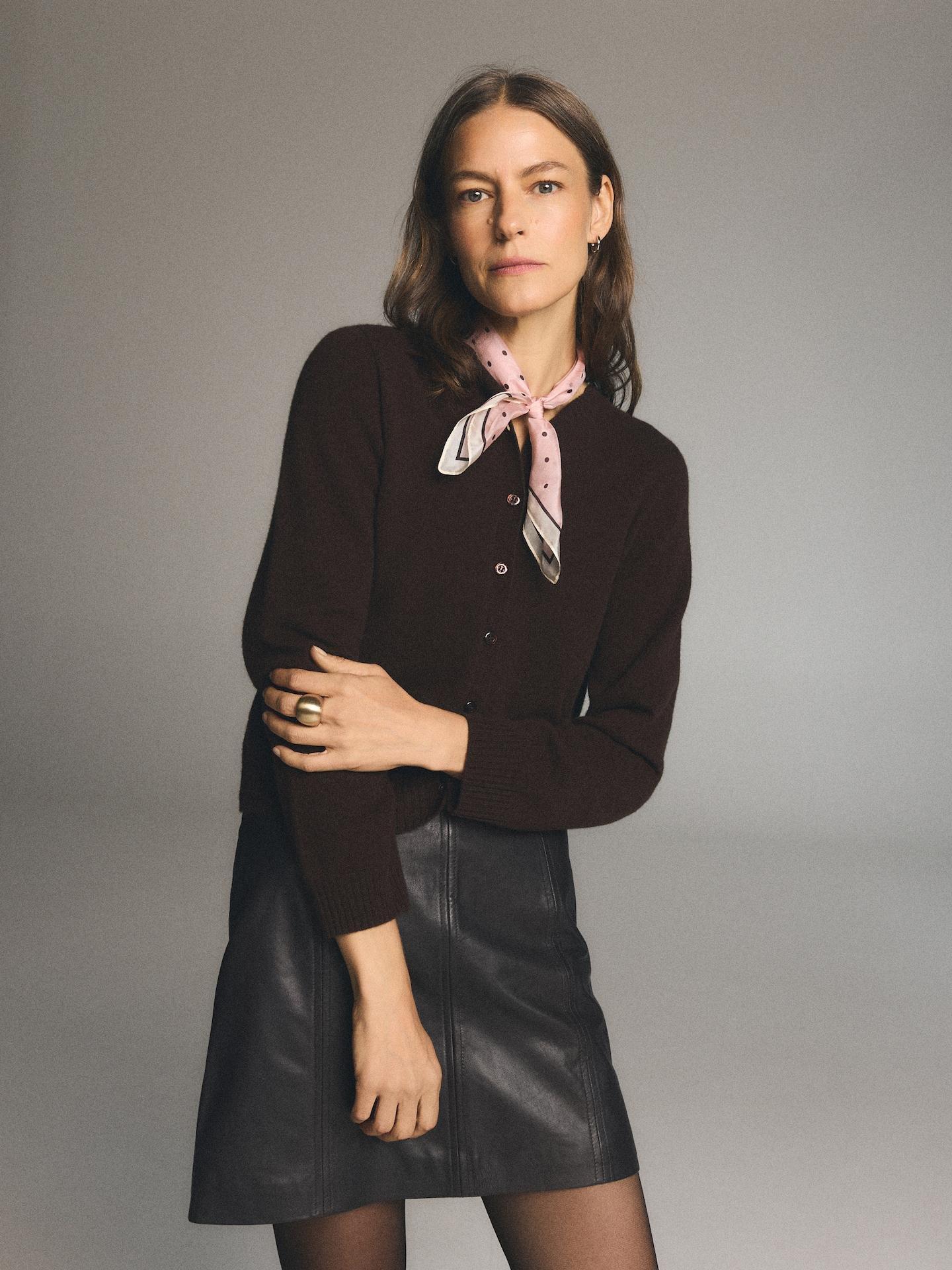 Brown Wool Cardigan, Brown, medium
