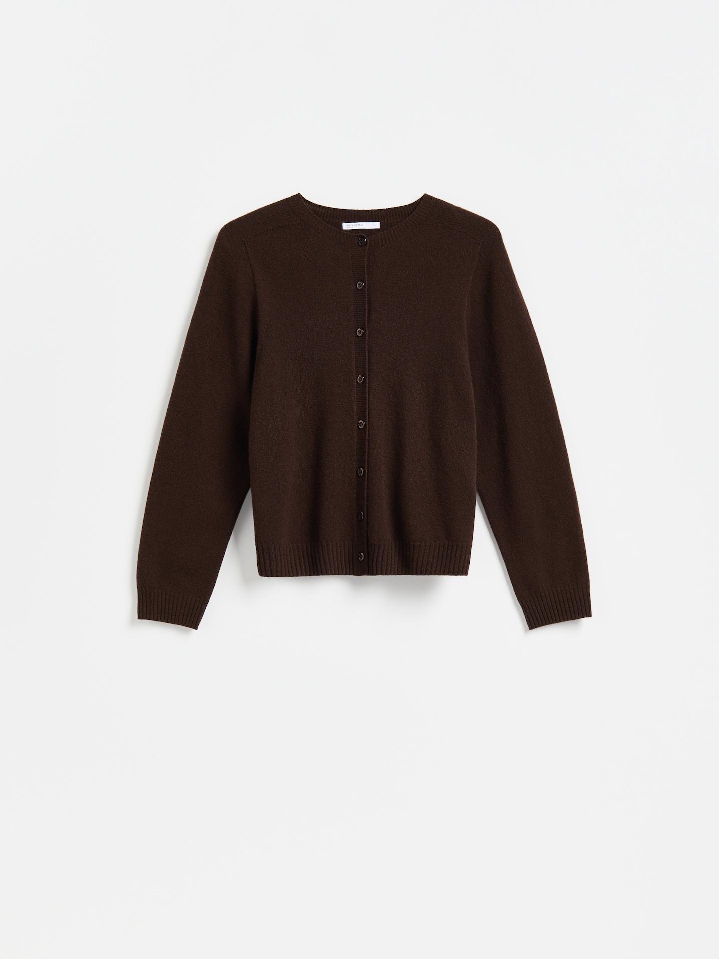 Brown Wool Cardigan, Brown, large image number 1