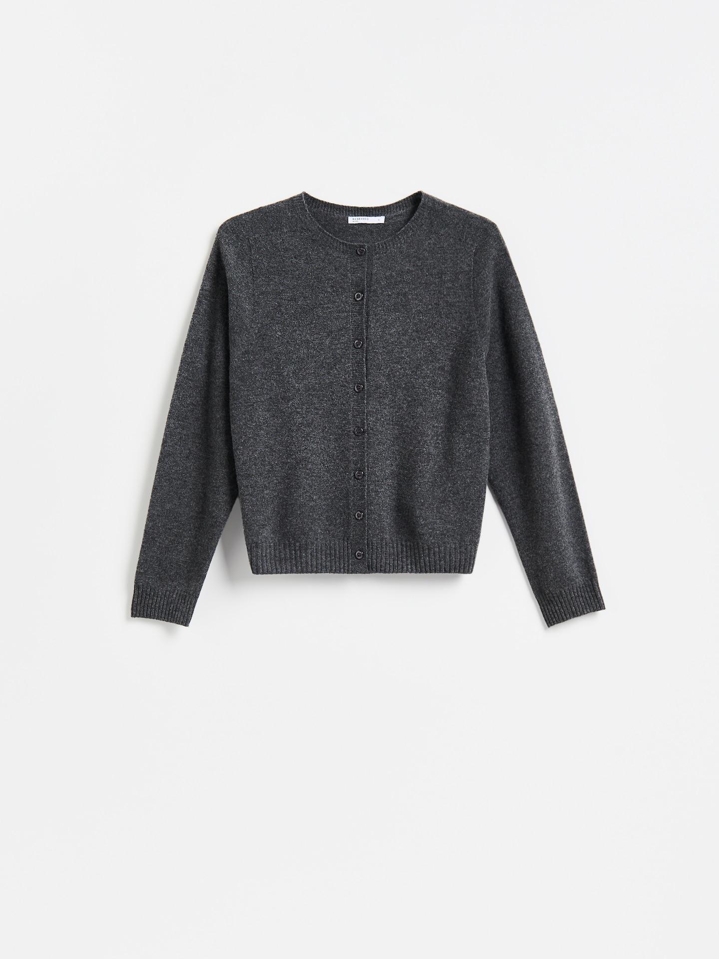 Grey Wool Cardigan, Grey, large image number 0