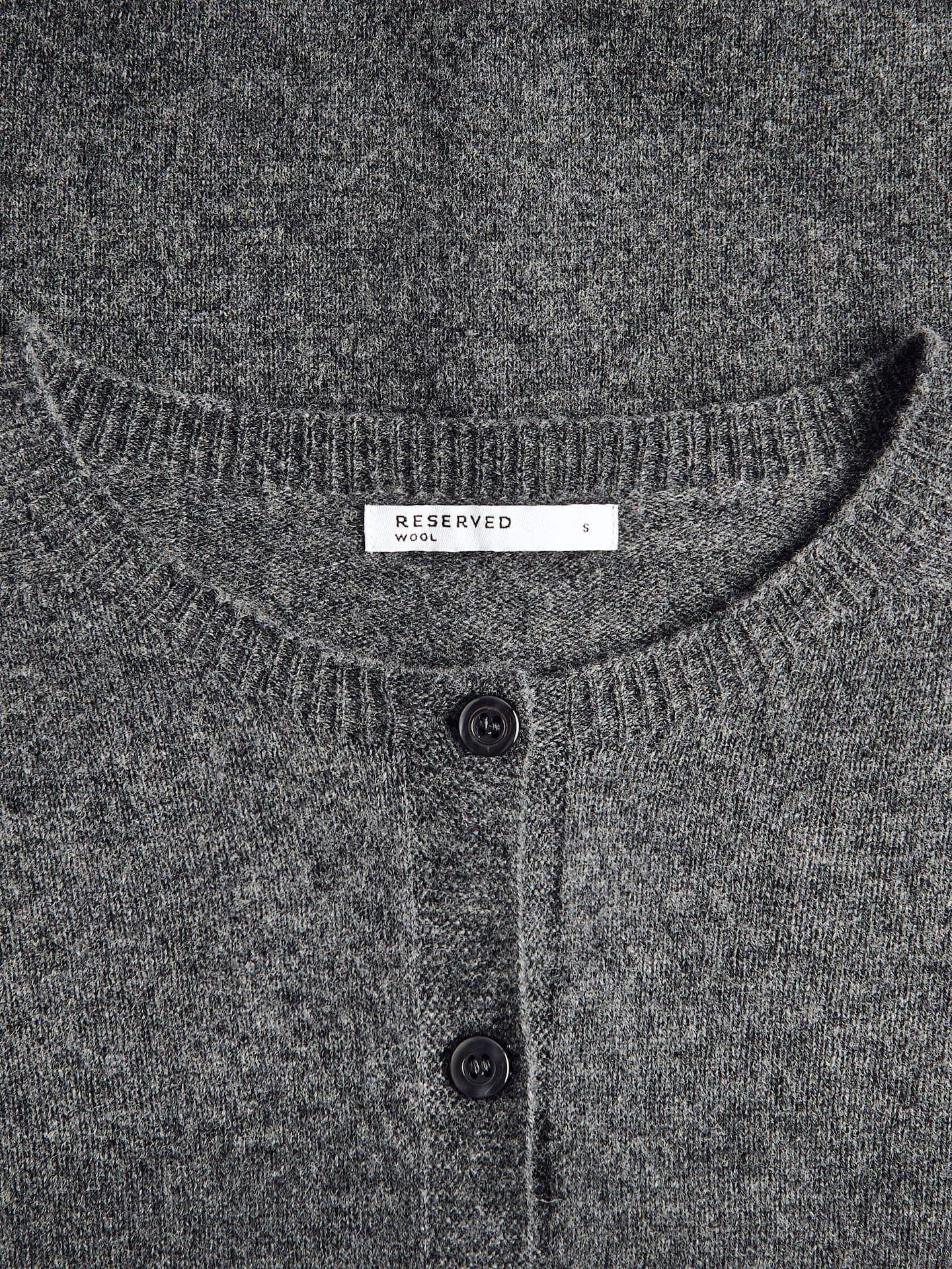 Grey Wool Cardigan, Grey, medium