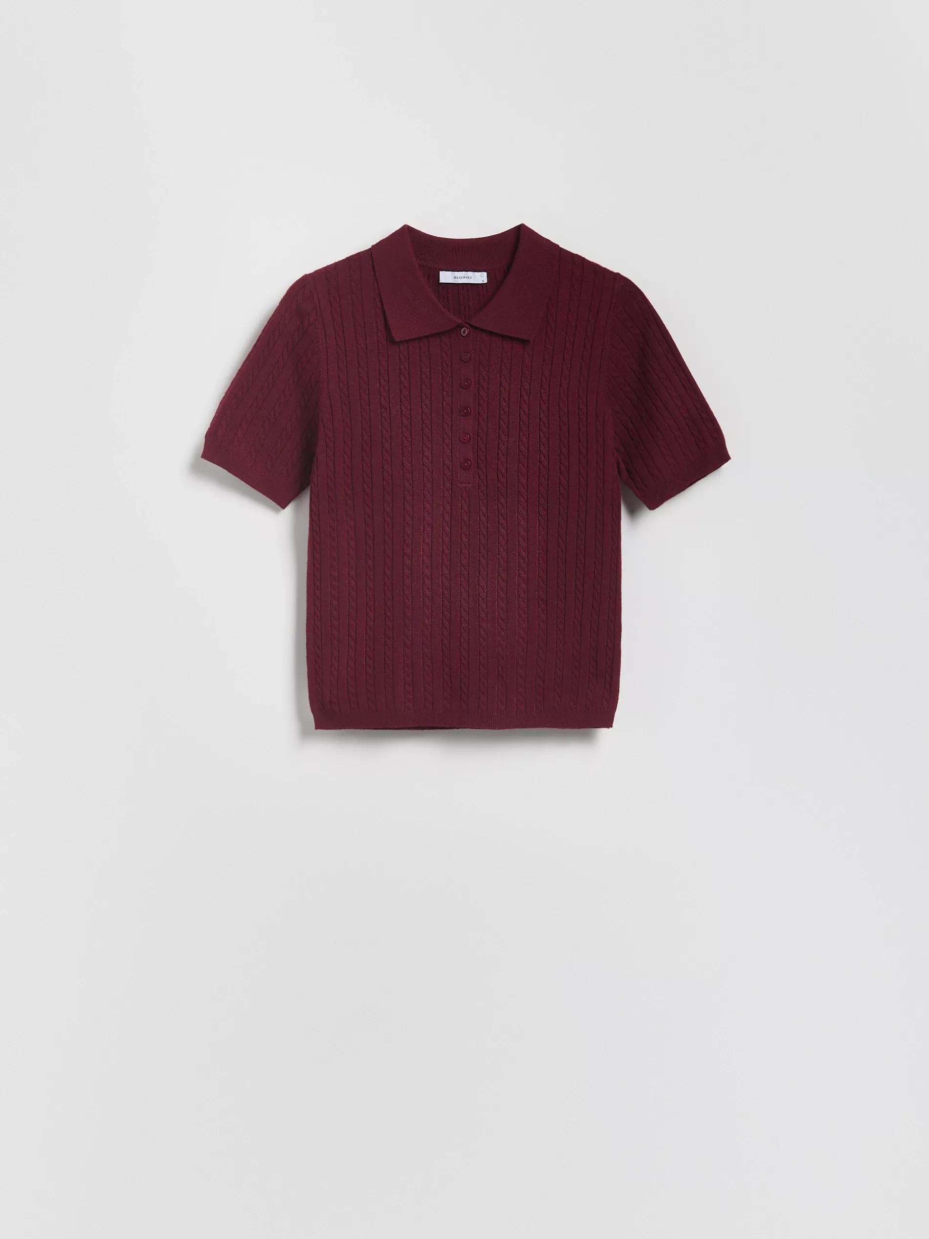 MAROON Sweater with polo collar, Burgundy, large image number 0