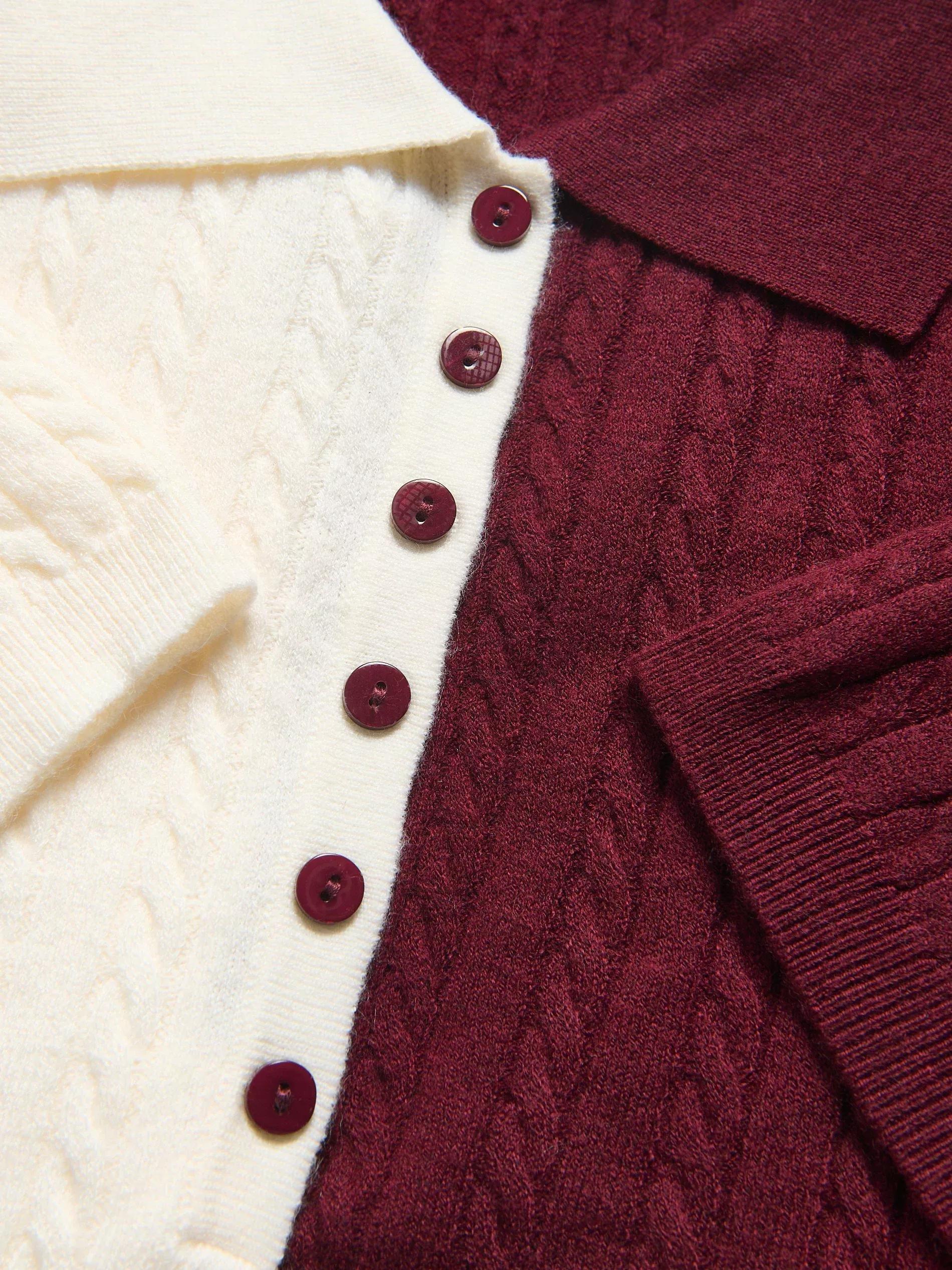 MAROON Sweater with polo collar, Burgundy, large image number 1