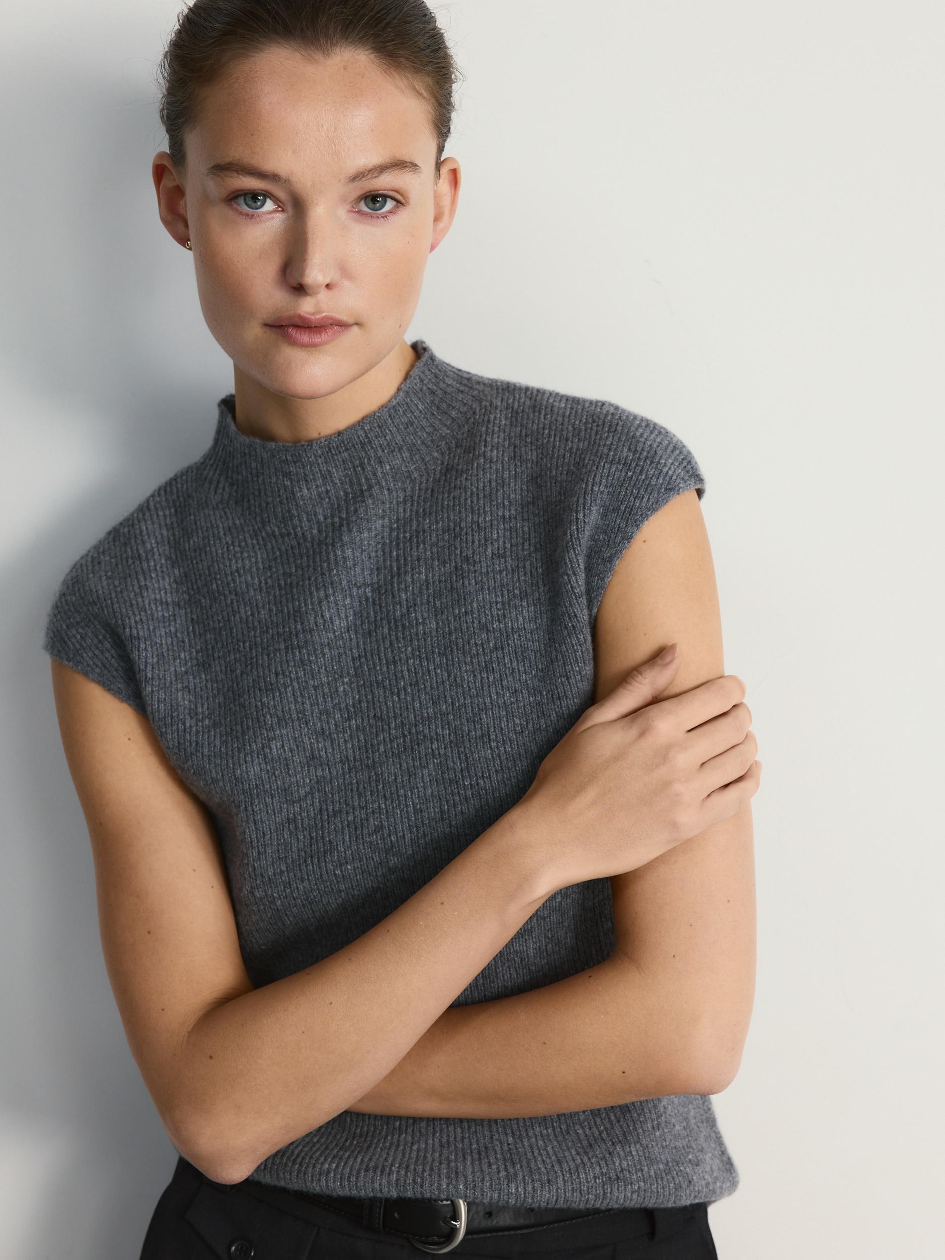 Grey Wool Vest, Grey, large image number 0