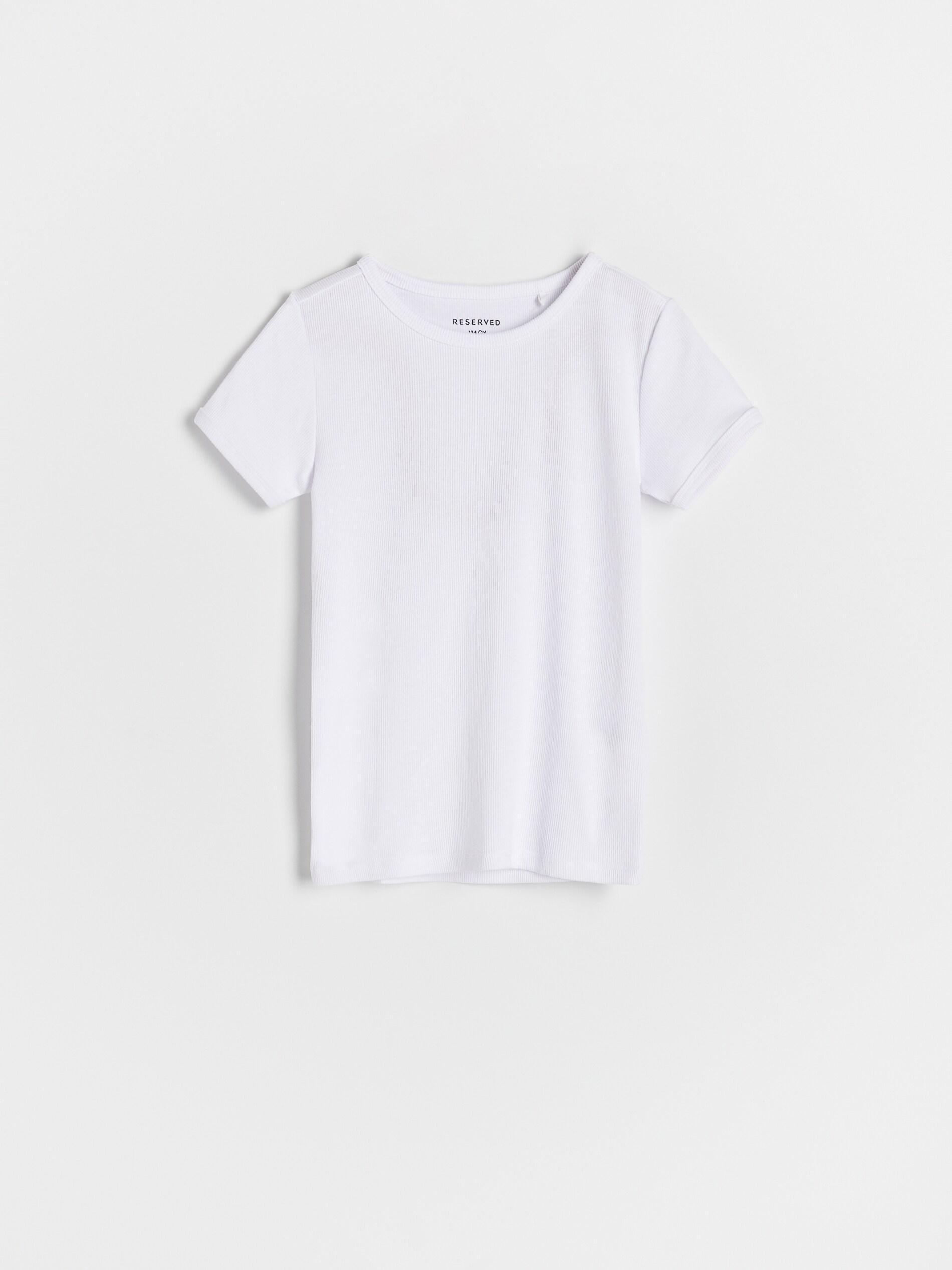 White Rib Knit T-Shirt, Kids Girls, , large image number 0